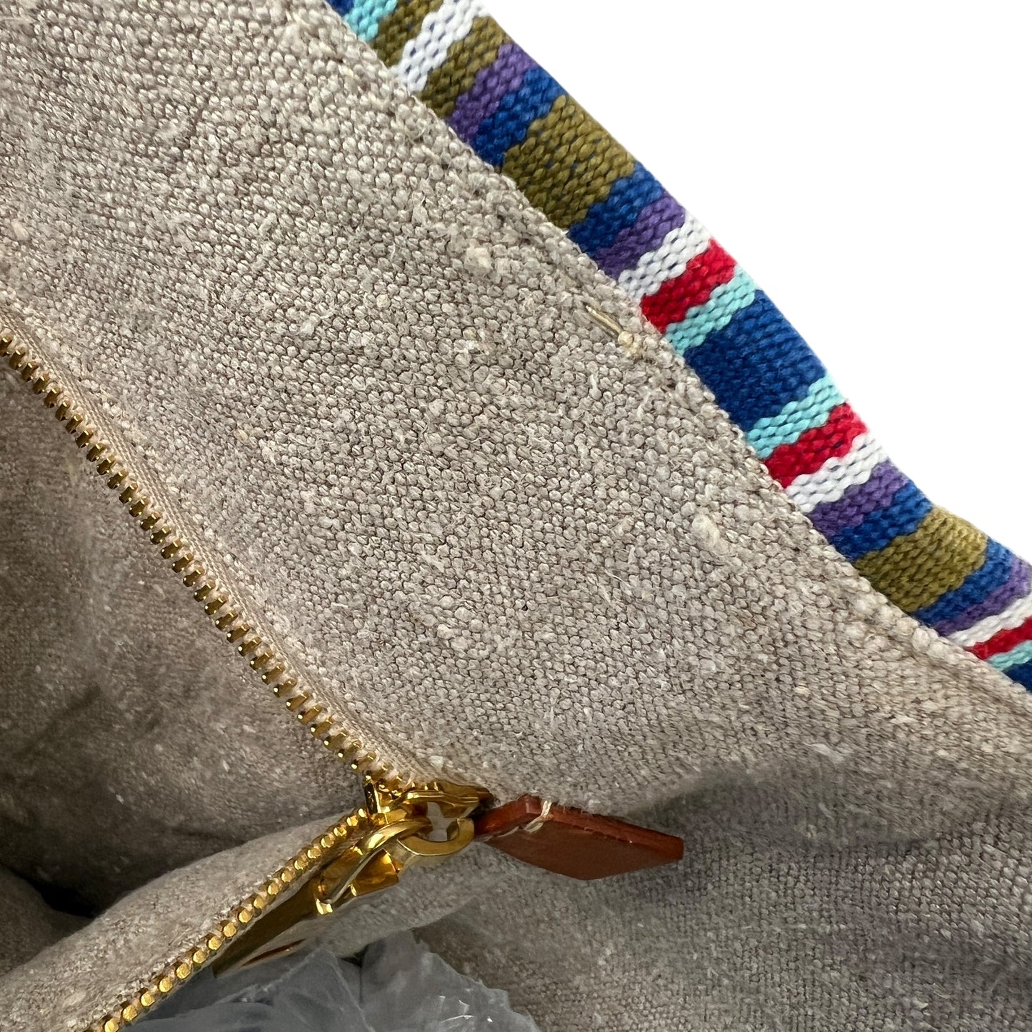 Prada Striped Canapa Tote Bag