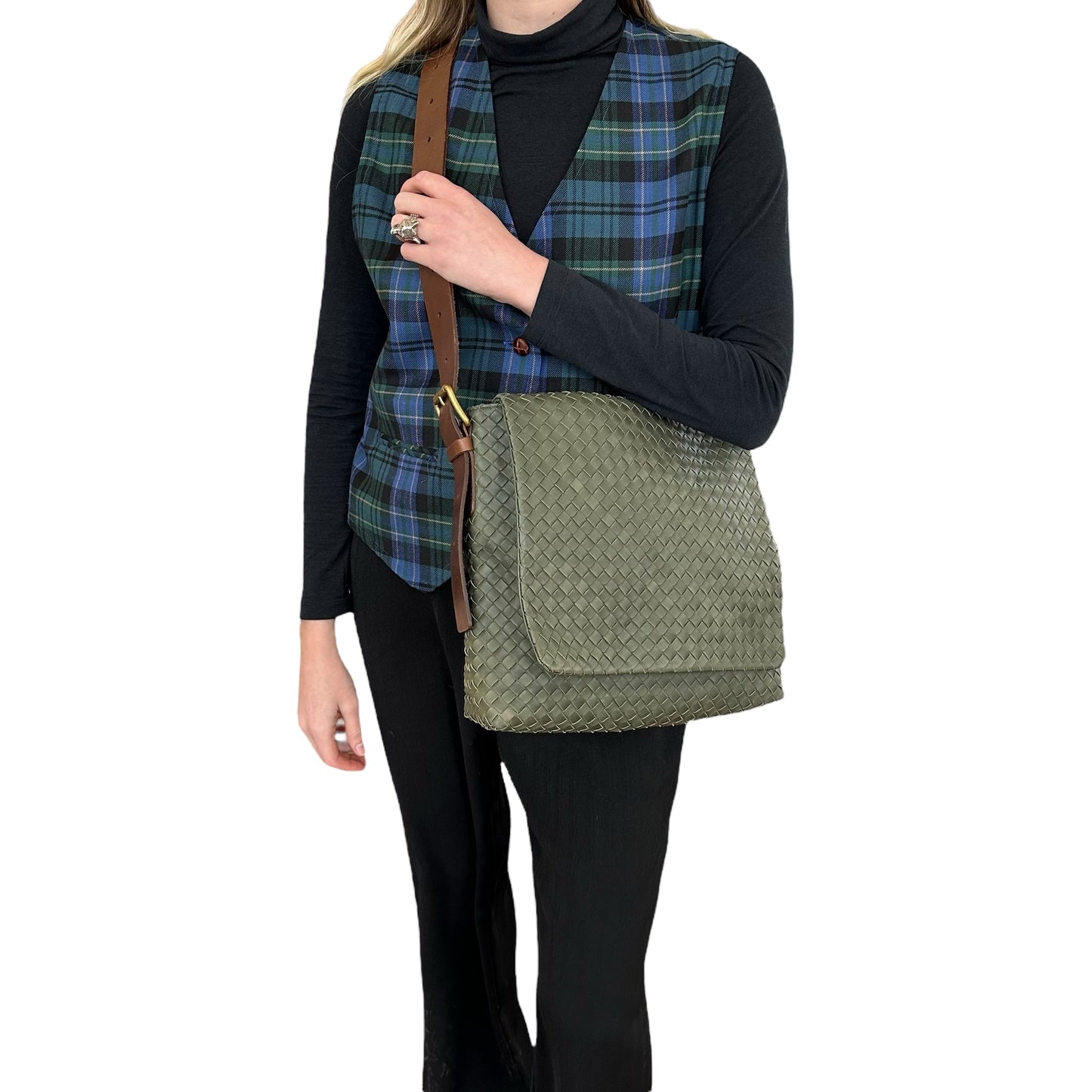 Bottega Veneta Flap Intrecciato Leather Crossbody Bag