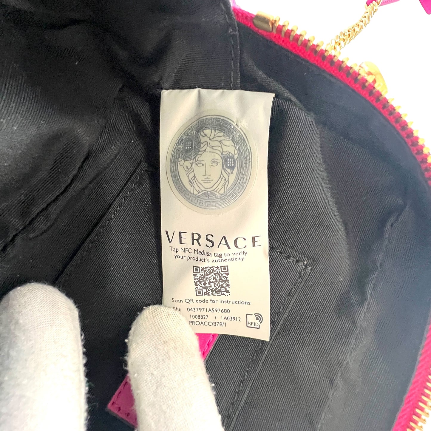 Versace Medusa Pink Quilted Chain Crossbody Bag