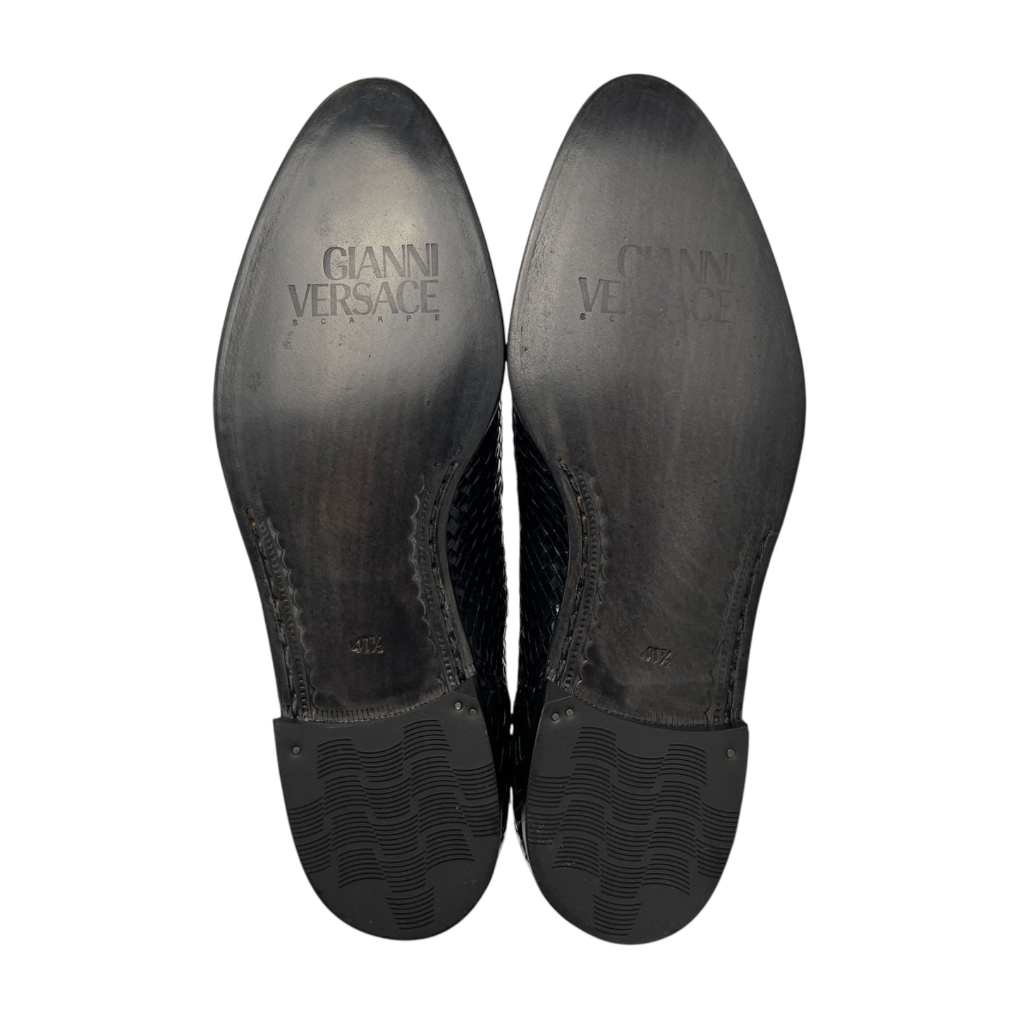 Versace Vintage Leather Woven Loafers