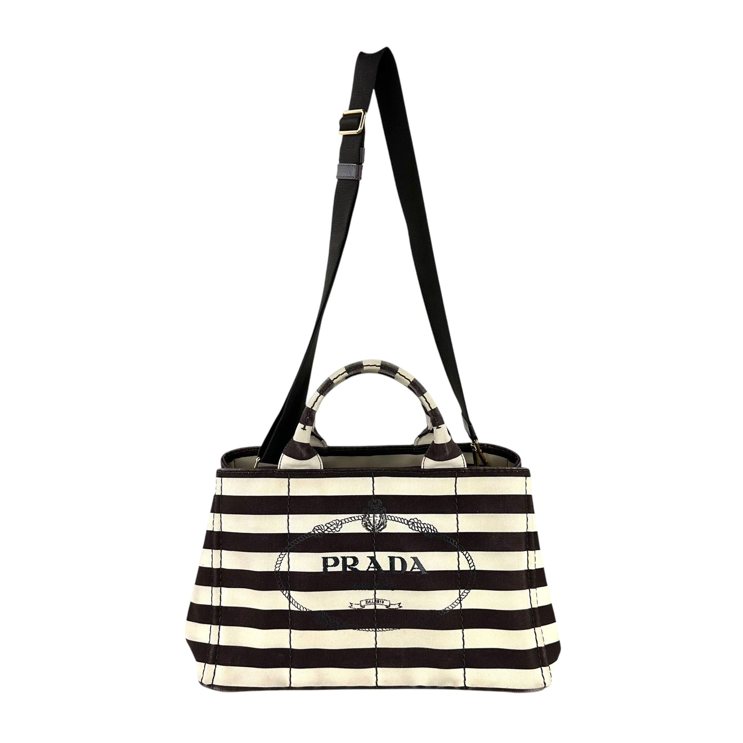 Prada Canapa Striped Two-Way Bag
