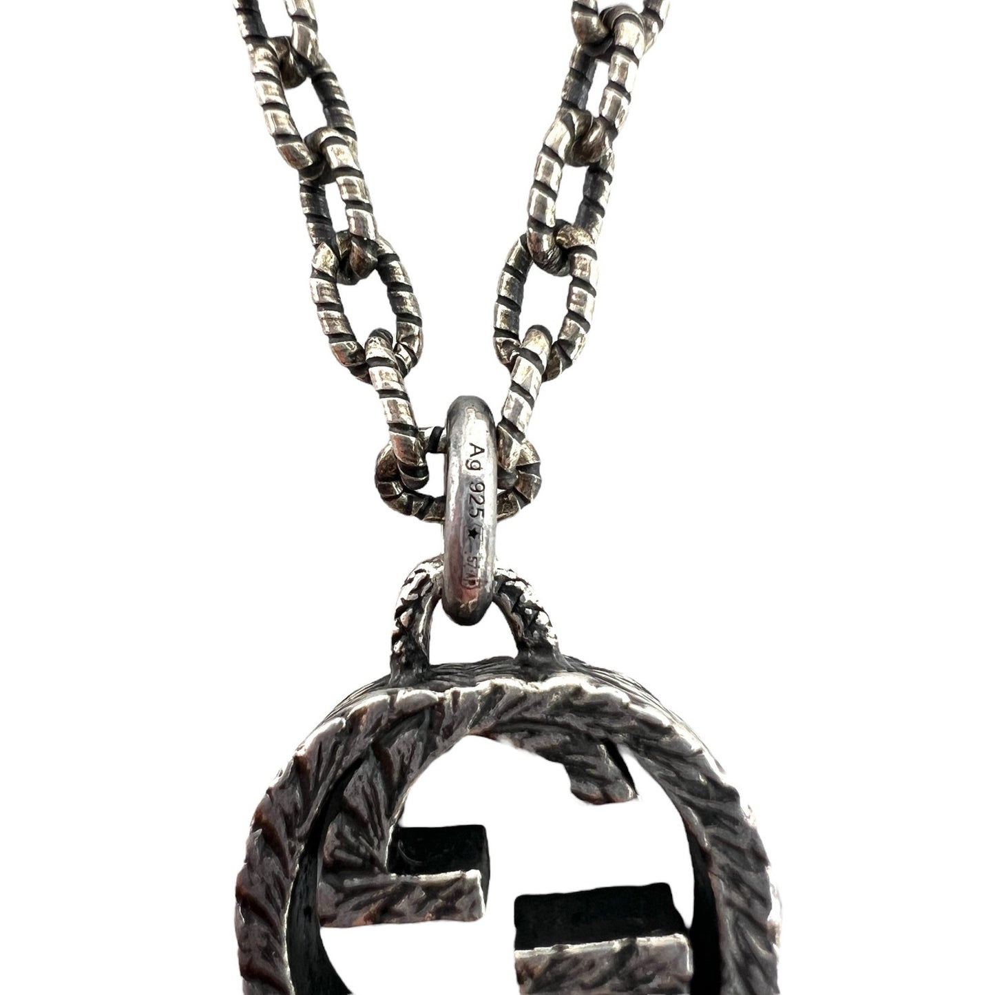 Gucci Sterling Silver Interlocking G Pendant Necklace