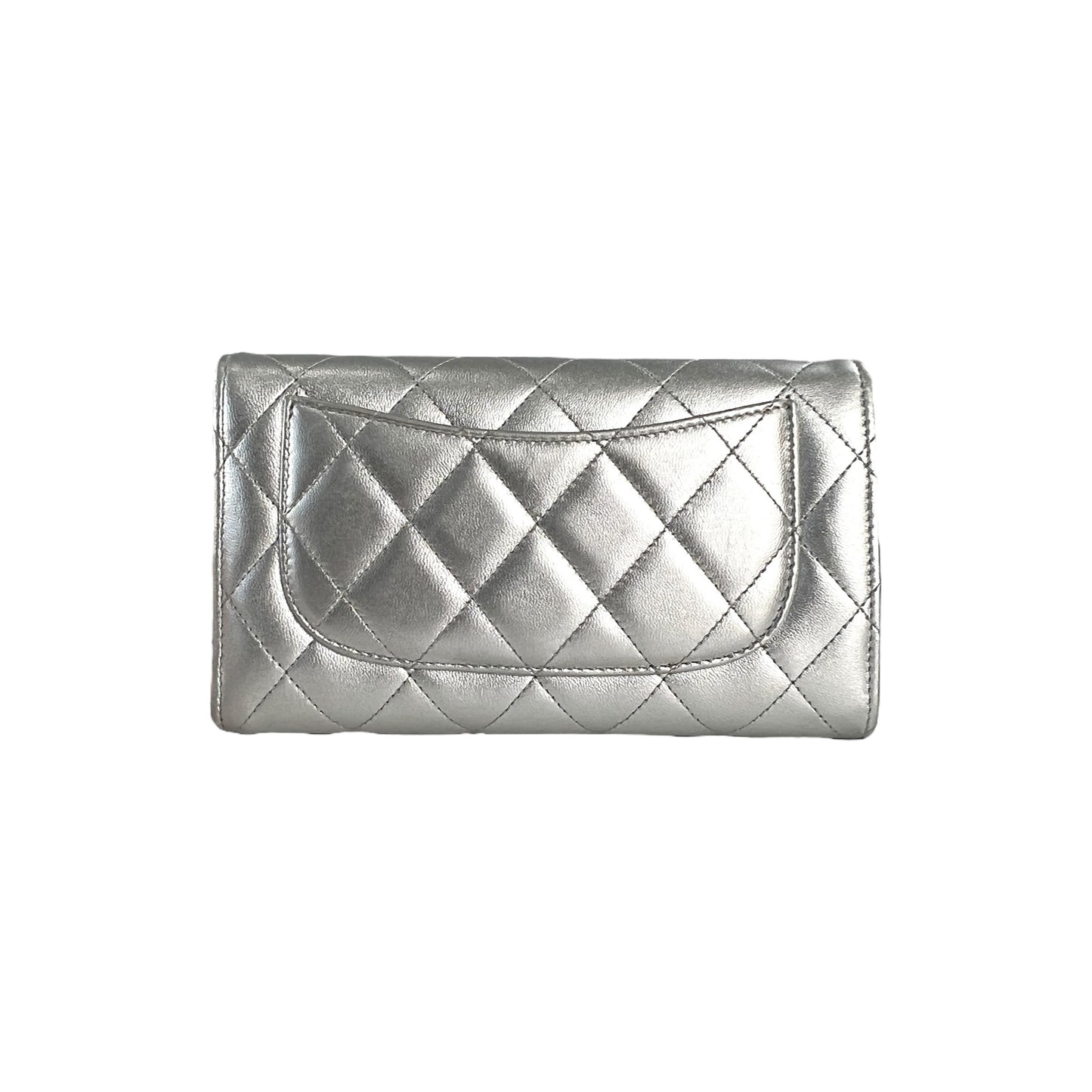 Chanel Matelasse Lambskin Silver Wallet