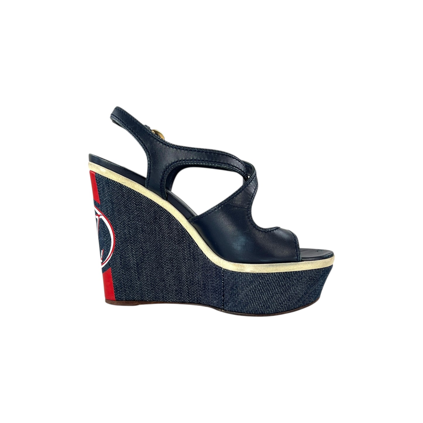 Louis Vuitton Denim Wedge Sandals