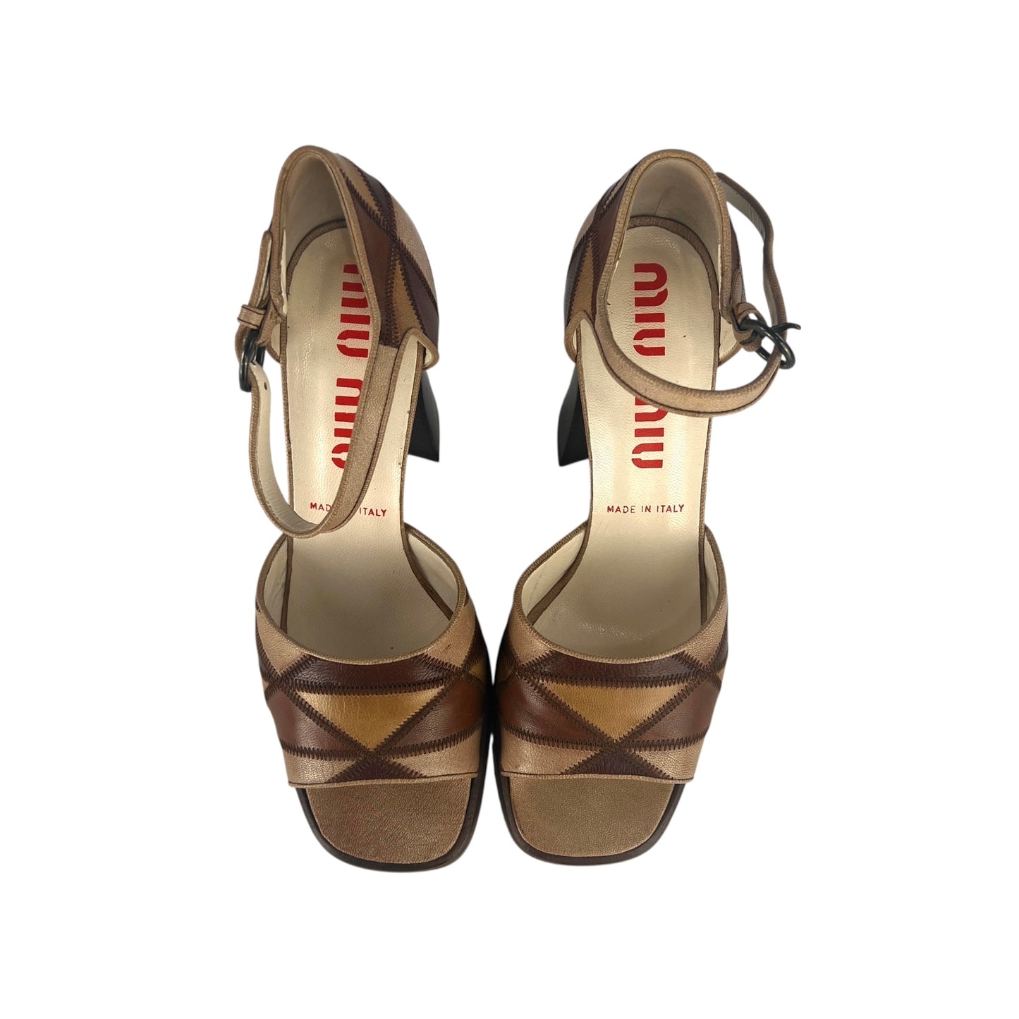 Miu Miu Leather Patchwork Block Heels