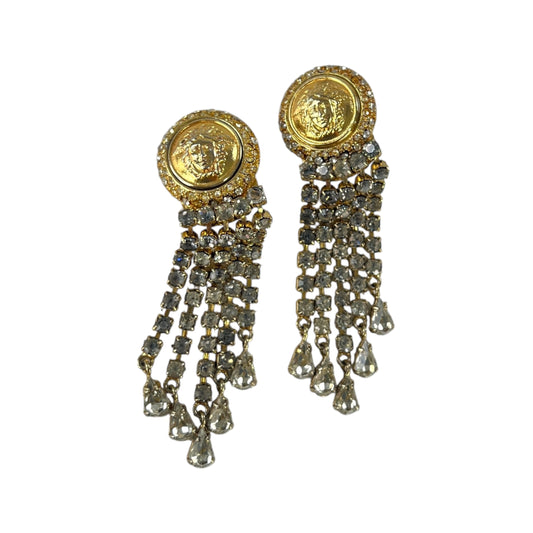 Versace Vintage Medusa Rhinestone Earrings