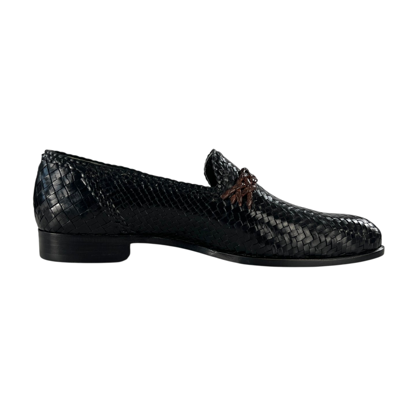 Versace Vintage Leather Woven Loafers