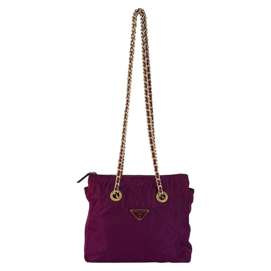 Prada Nylon Stitched Chain Shoulder Bag
