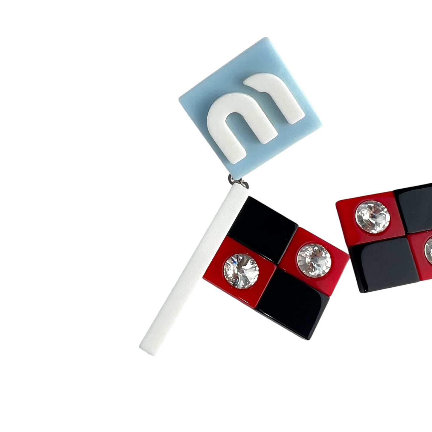 Miu Miu Racing Flag Earrings