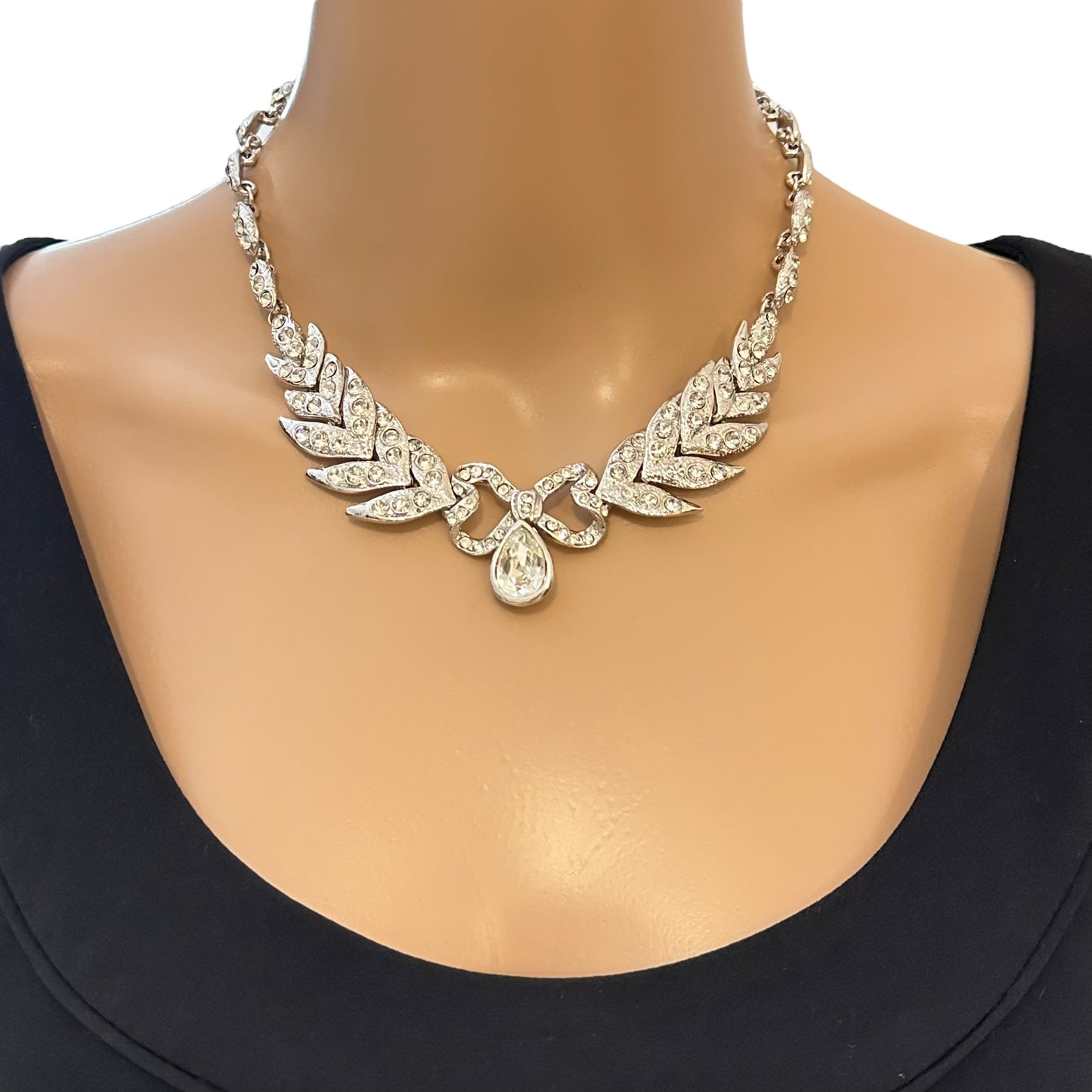 YSL Vintage Rhinestone Bow Necklace