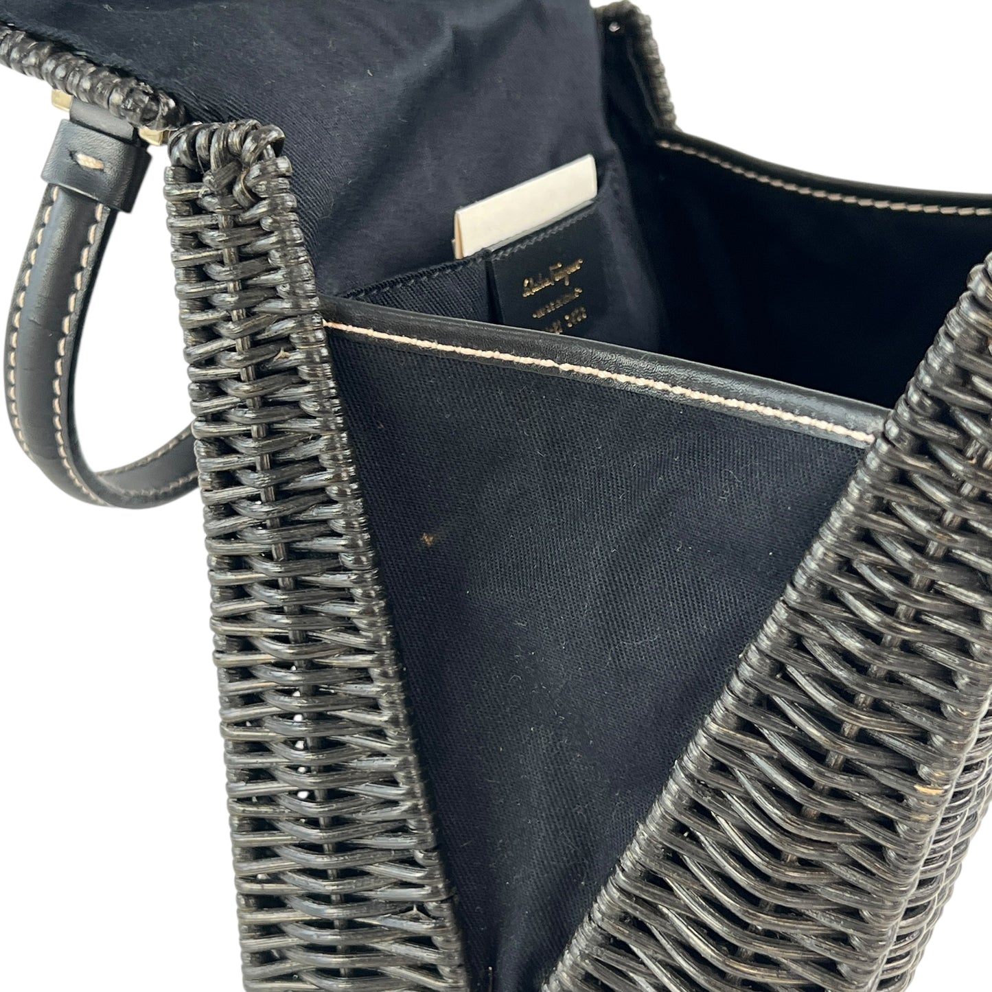 Ferragamo Gancini Wicker Top Handle Bag