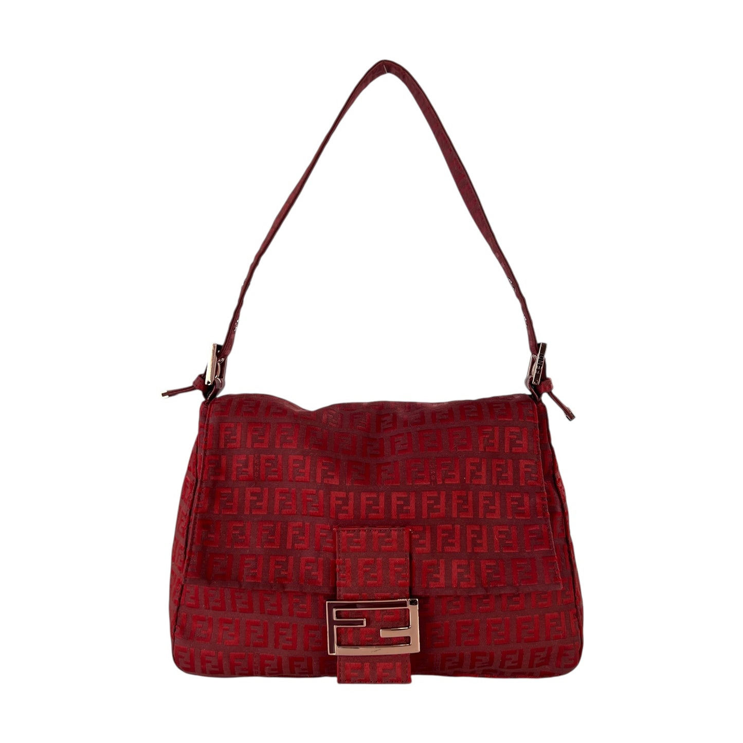 Fendi Zucchino Red Mama Baguette Bag