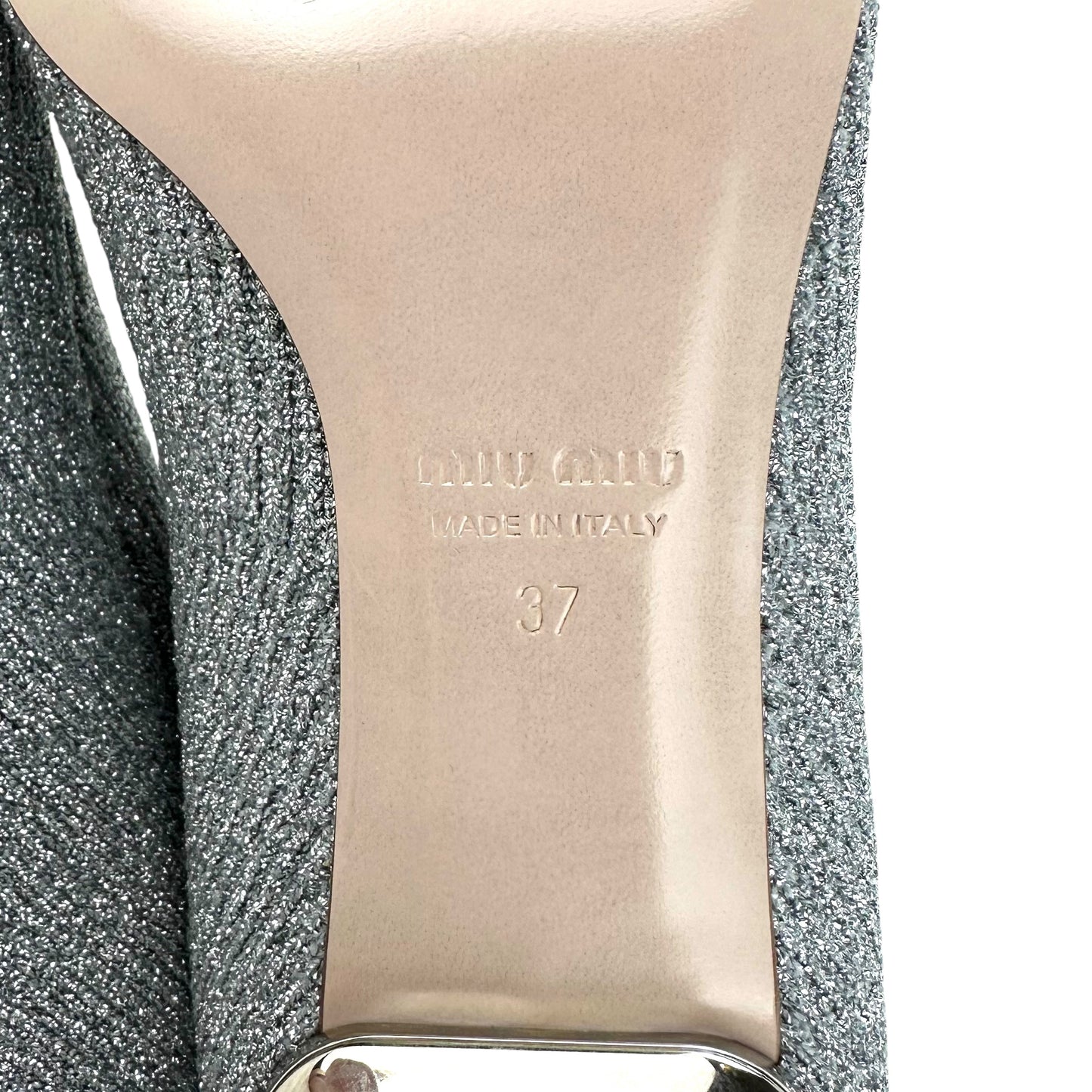 Miu Miu Silver Rhinestone Sock Heeled Boots