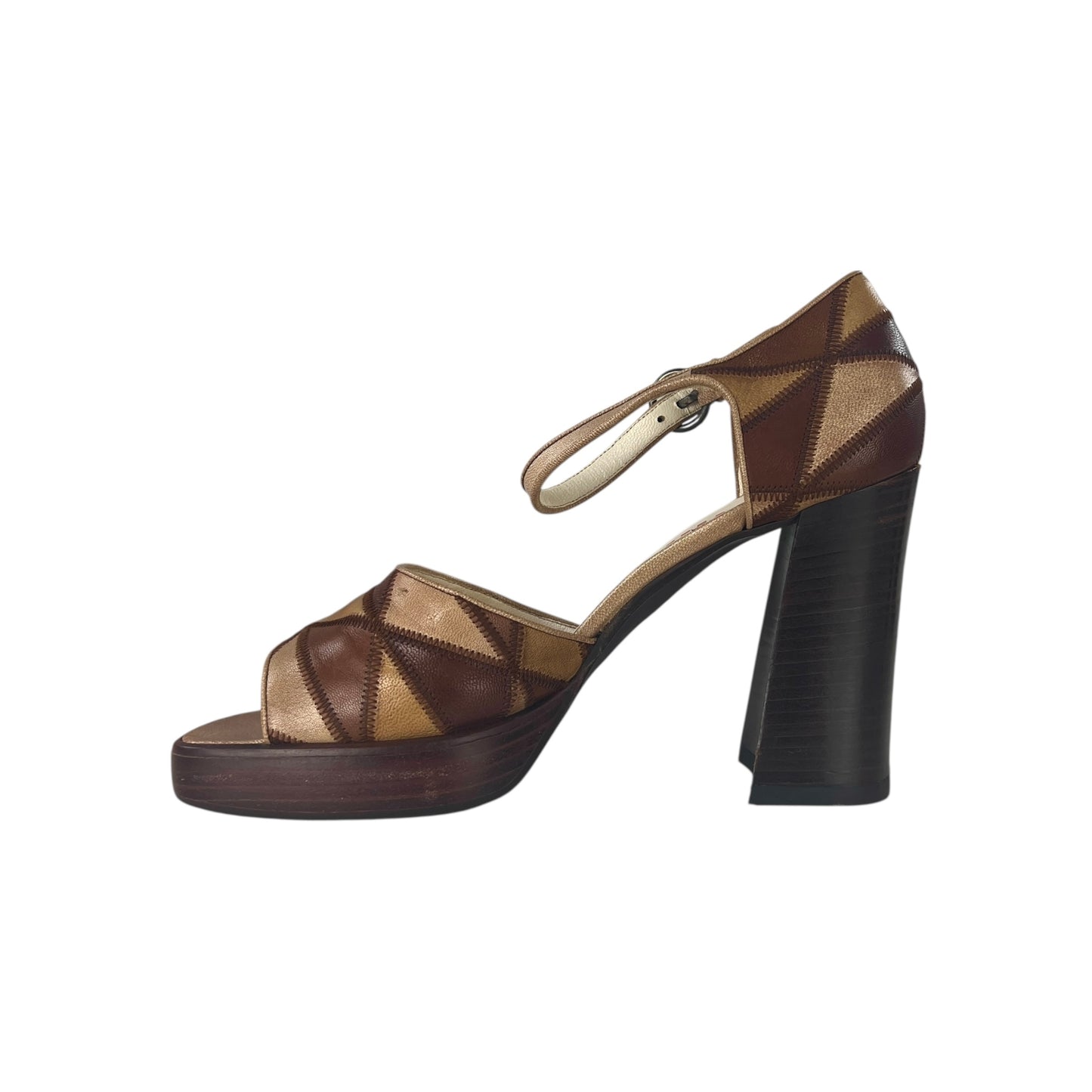 Miu Miu Leather Patchwork Block Heels
