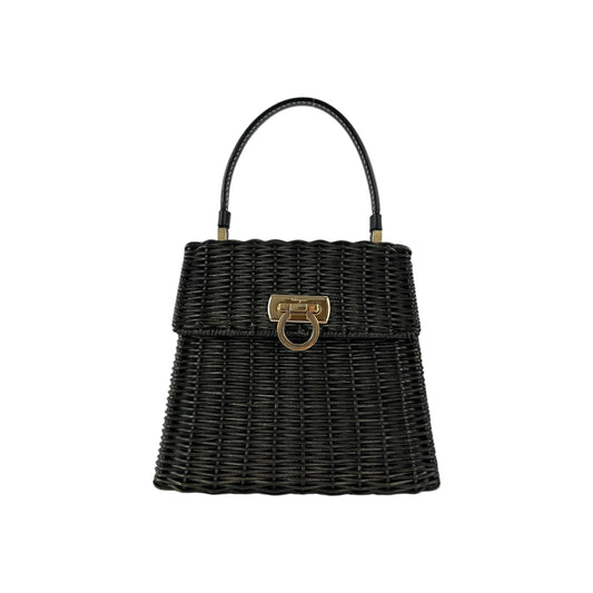 Ferragamo Gancini Wicker Top Handle Bag