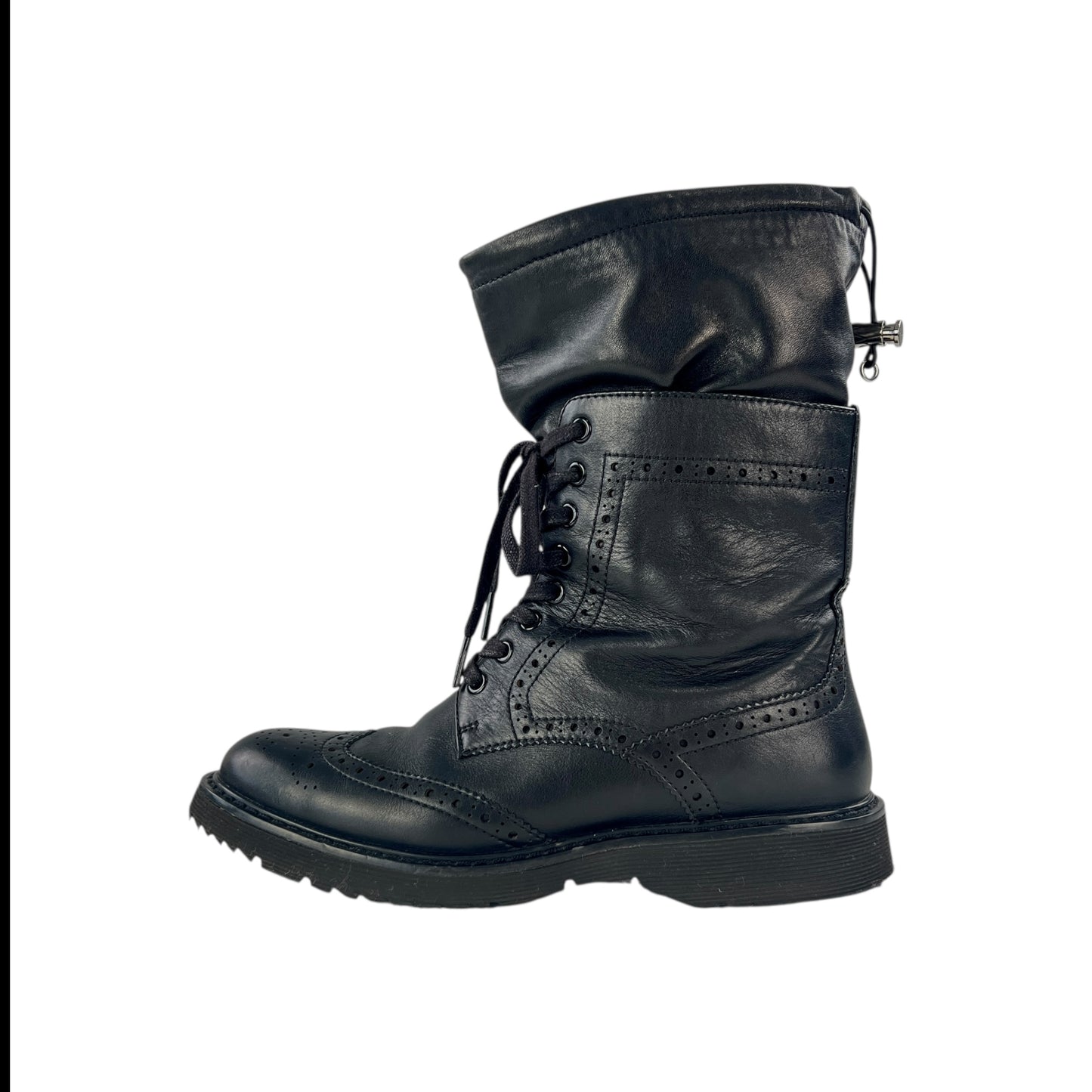 Prada Lambskin Leather Brogue Combat Boots