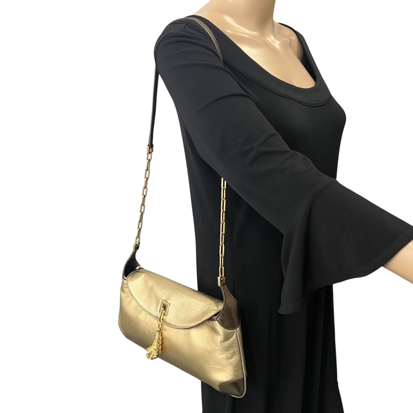 Gucci Tiger Charm Leather Shoulder Bag