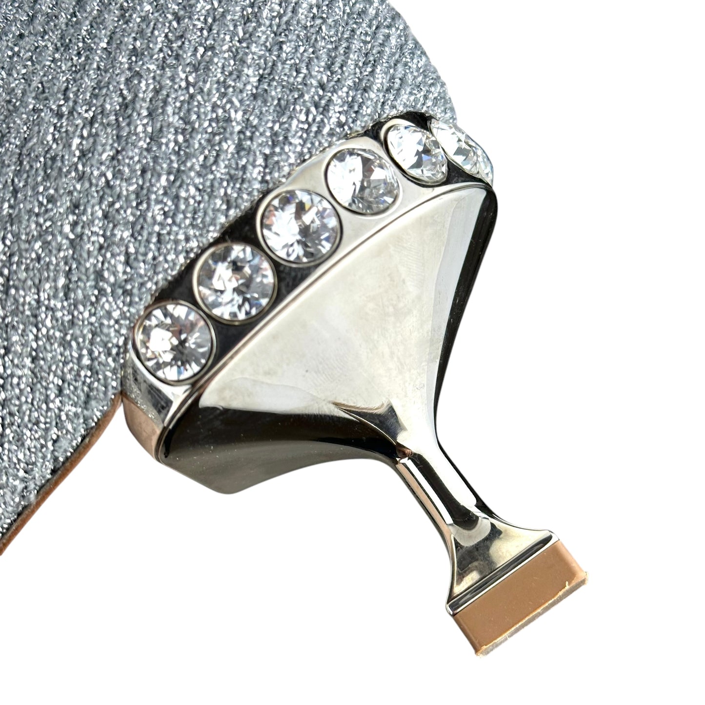 Miu Miu Silver Rhinestone Sock Heeled Boots