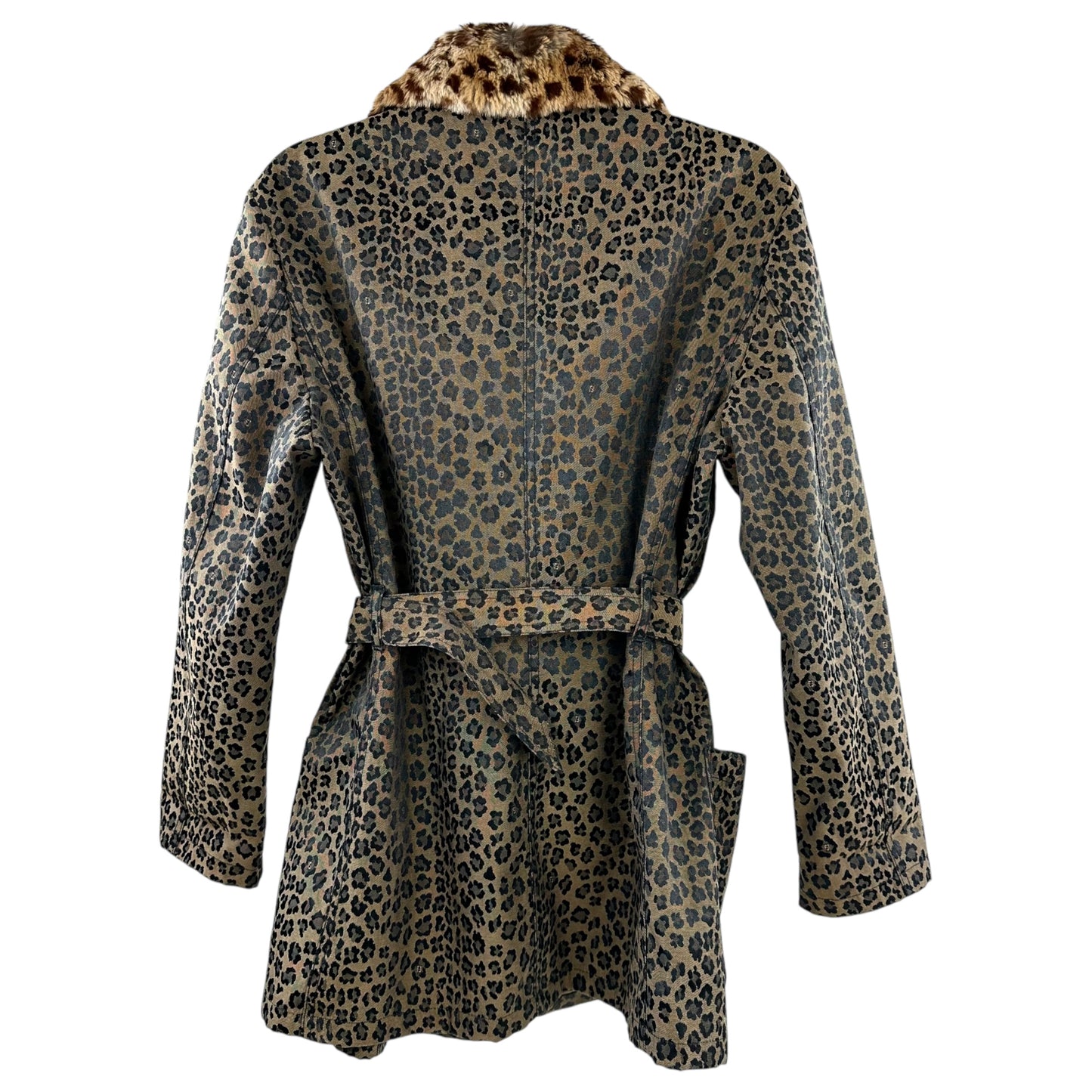 Fendi Vintage Leopard Print Fur Collar Coat