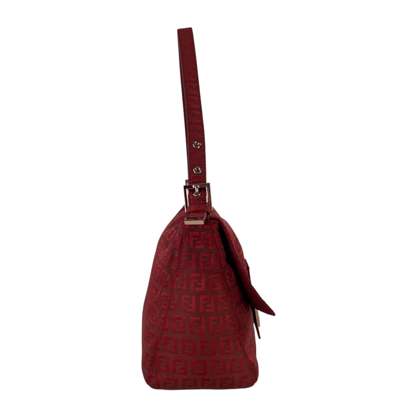 Fendi Zucchino Red Mama Baguette Bag