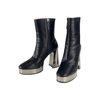 Gucci Leather Chrome Platform Boots