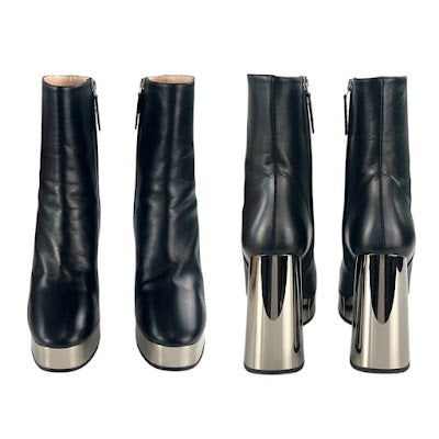 Gucci Leather Chrome Platform Boots