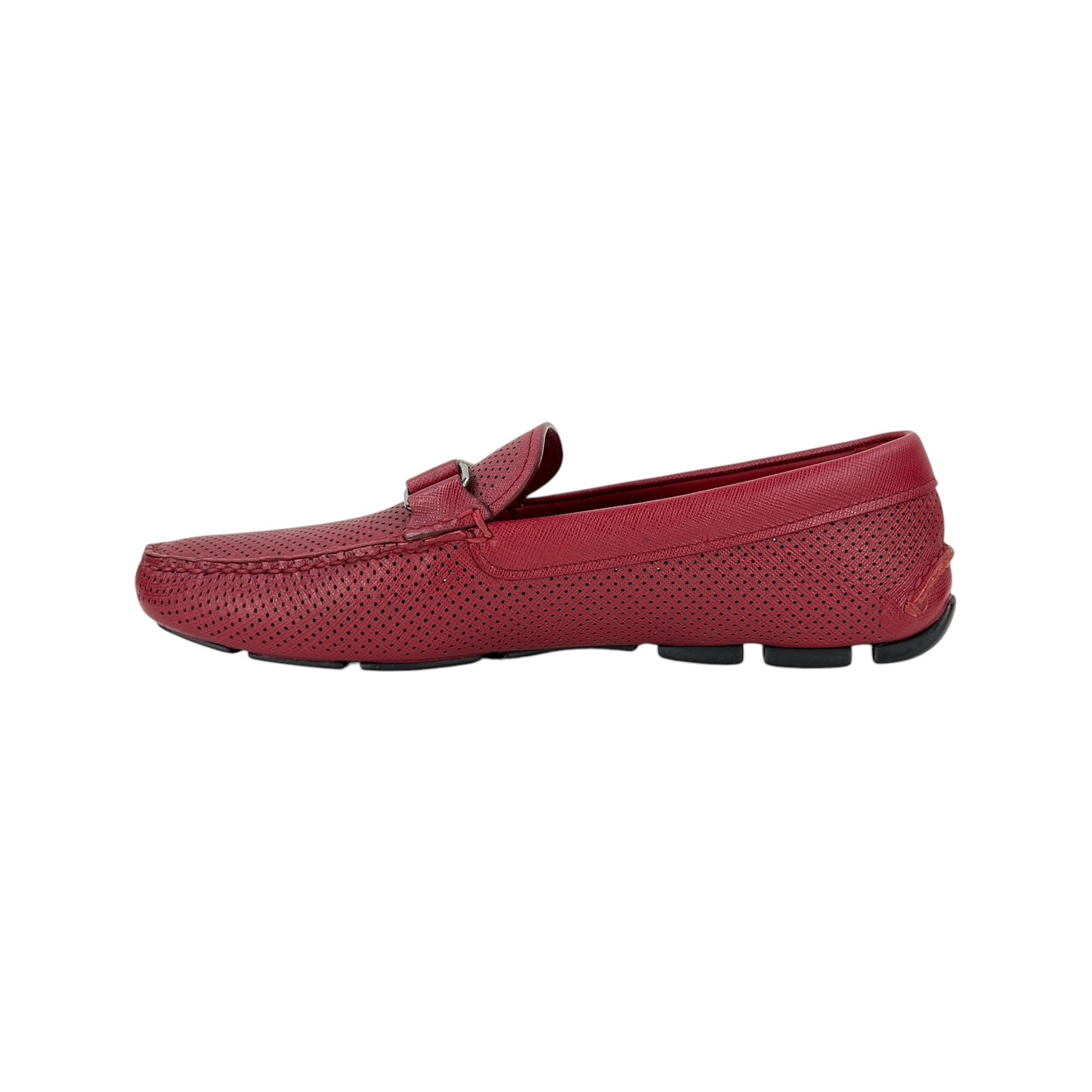 Prada Perforated Saffiano Leather Loafers