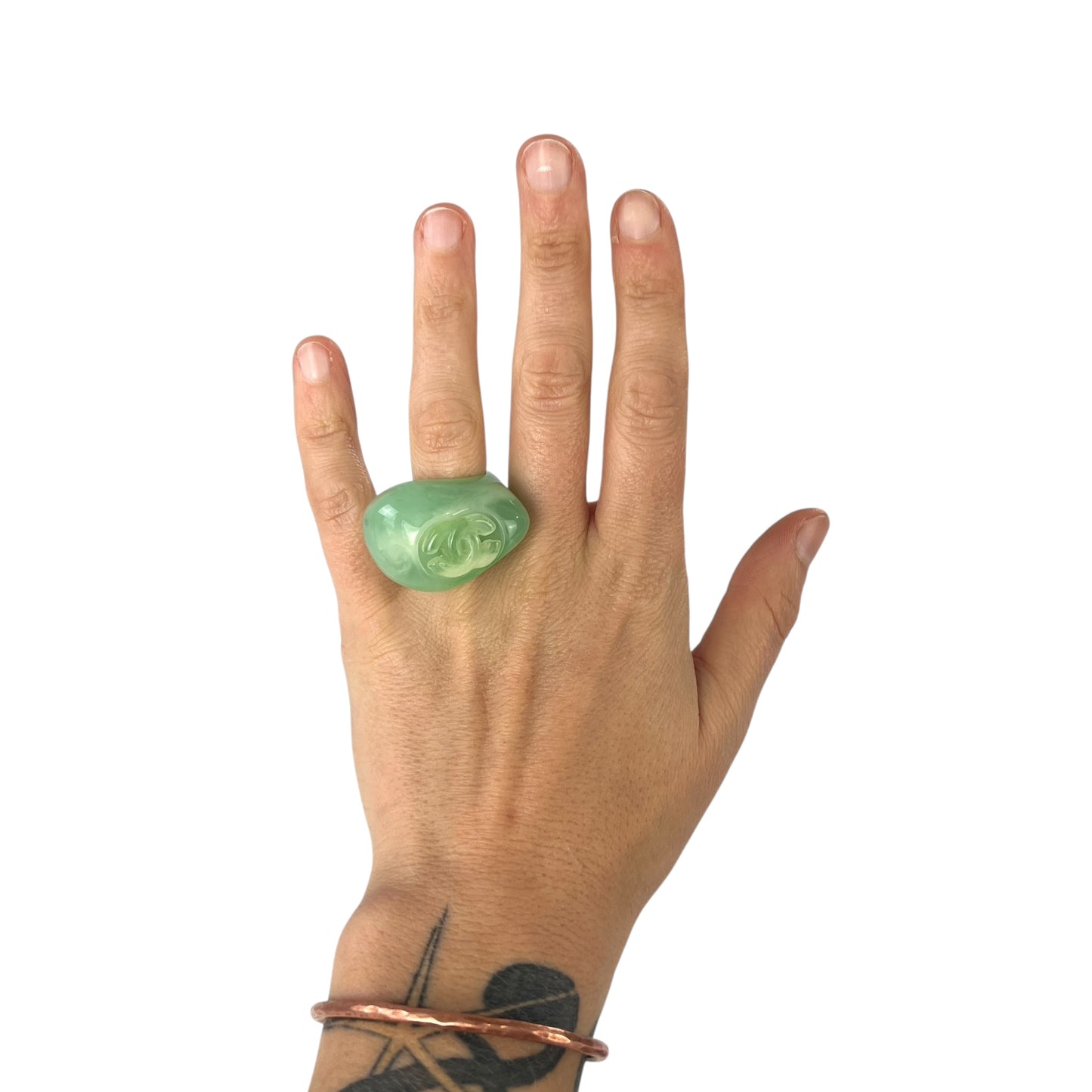 Chanel CC Faux Jade Ring