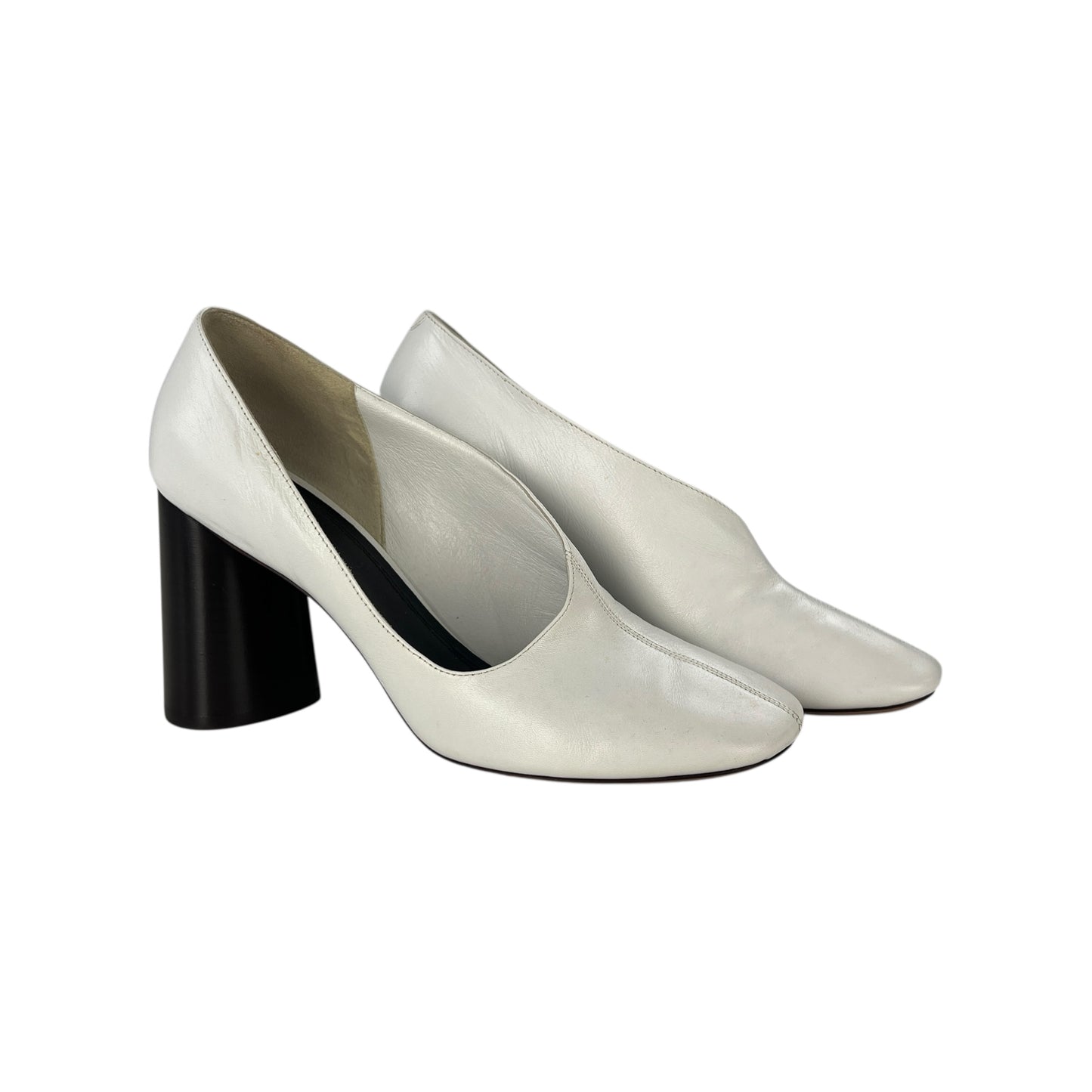 Celine White Block Heels