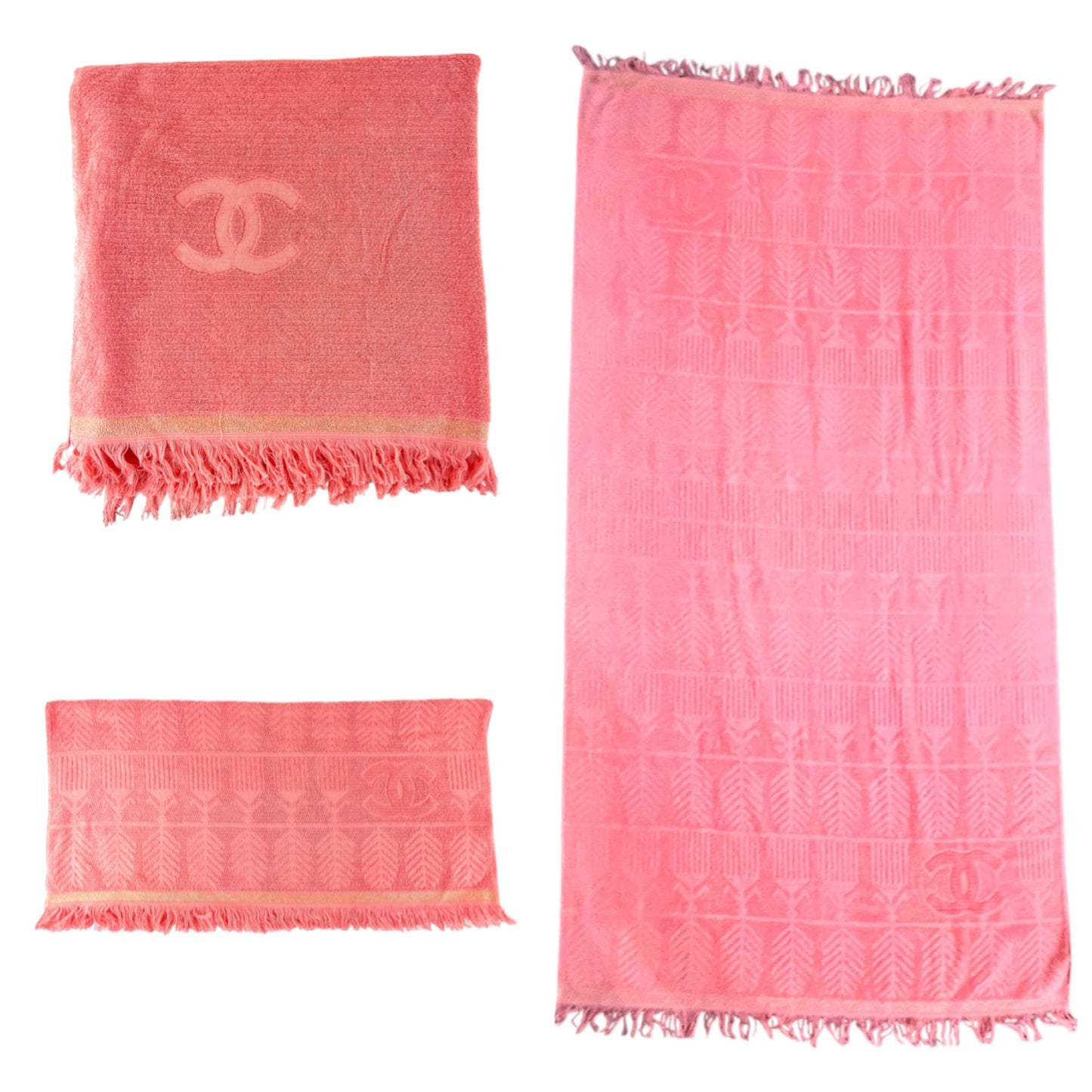 Chanel CC Terry Cloth Beach Towel Set Bag
