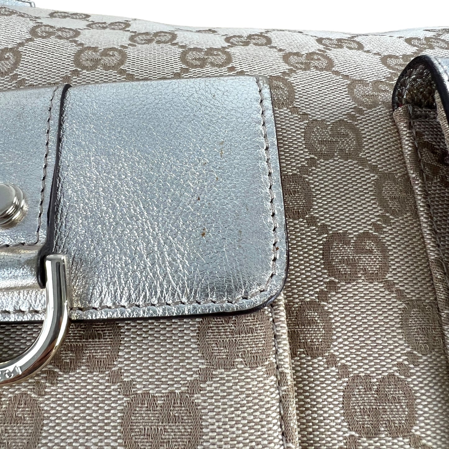 Gucci Monogram Metallic Leather Hobo Bag