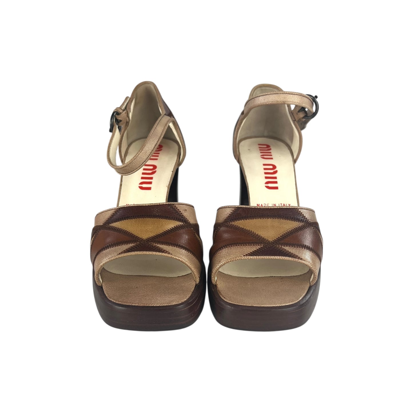 Miu Miu Leather Patchwork Block Heels