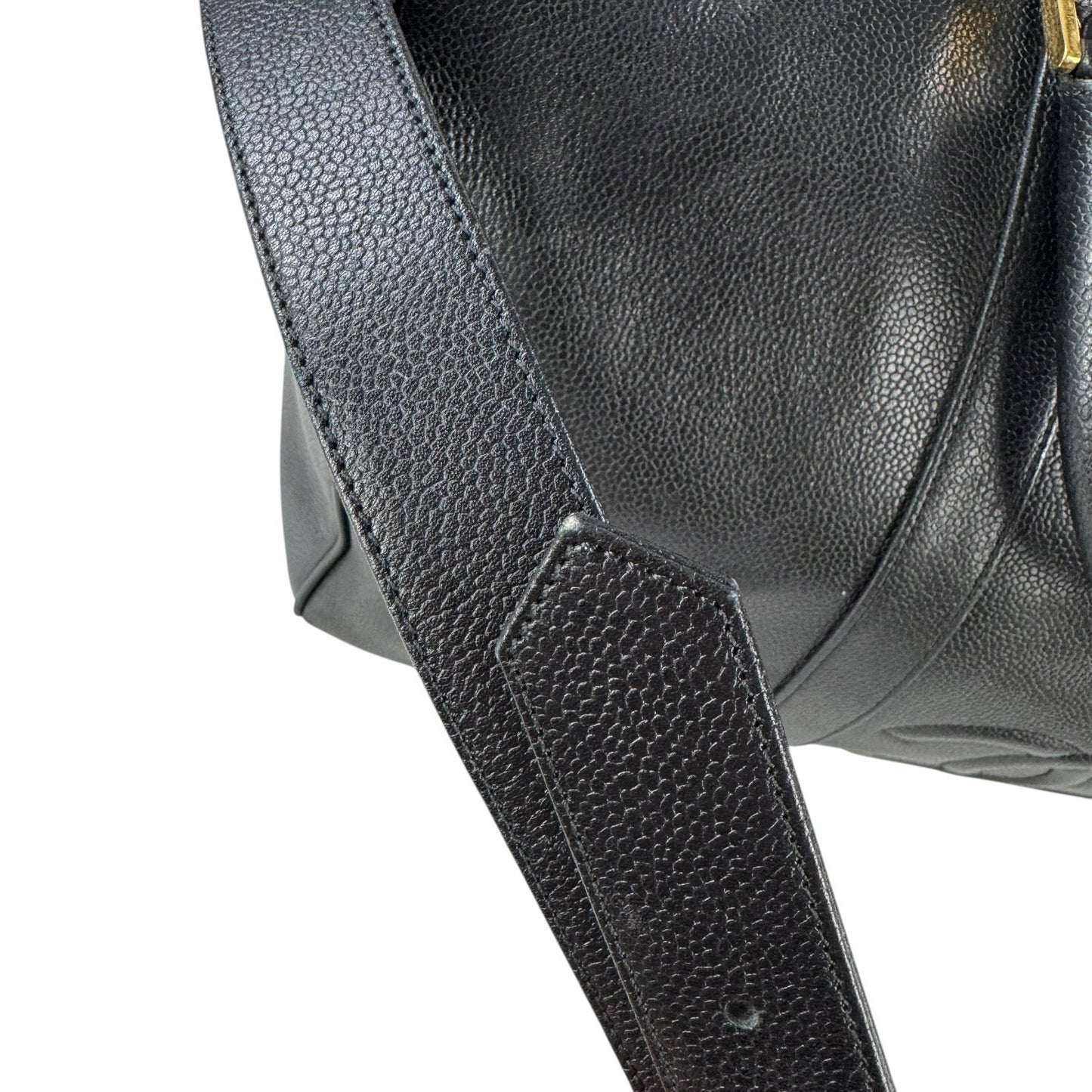 Chanel Vintage CC Caviar Leather Boston Bag