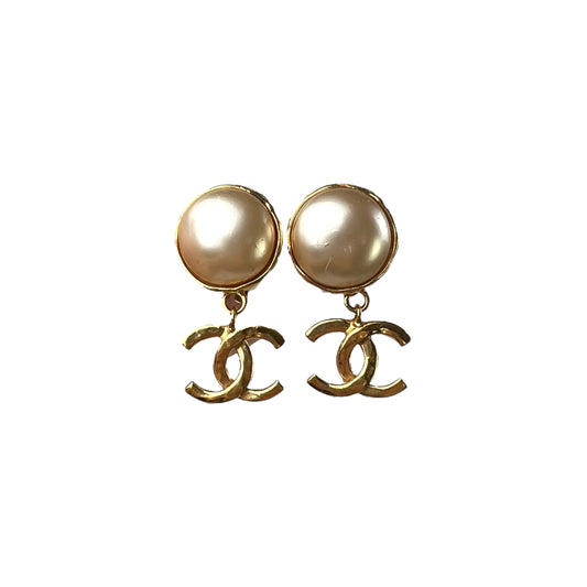 Chanel Vintage CC Faux Pearl Earrings