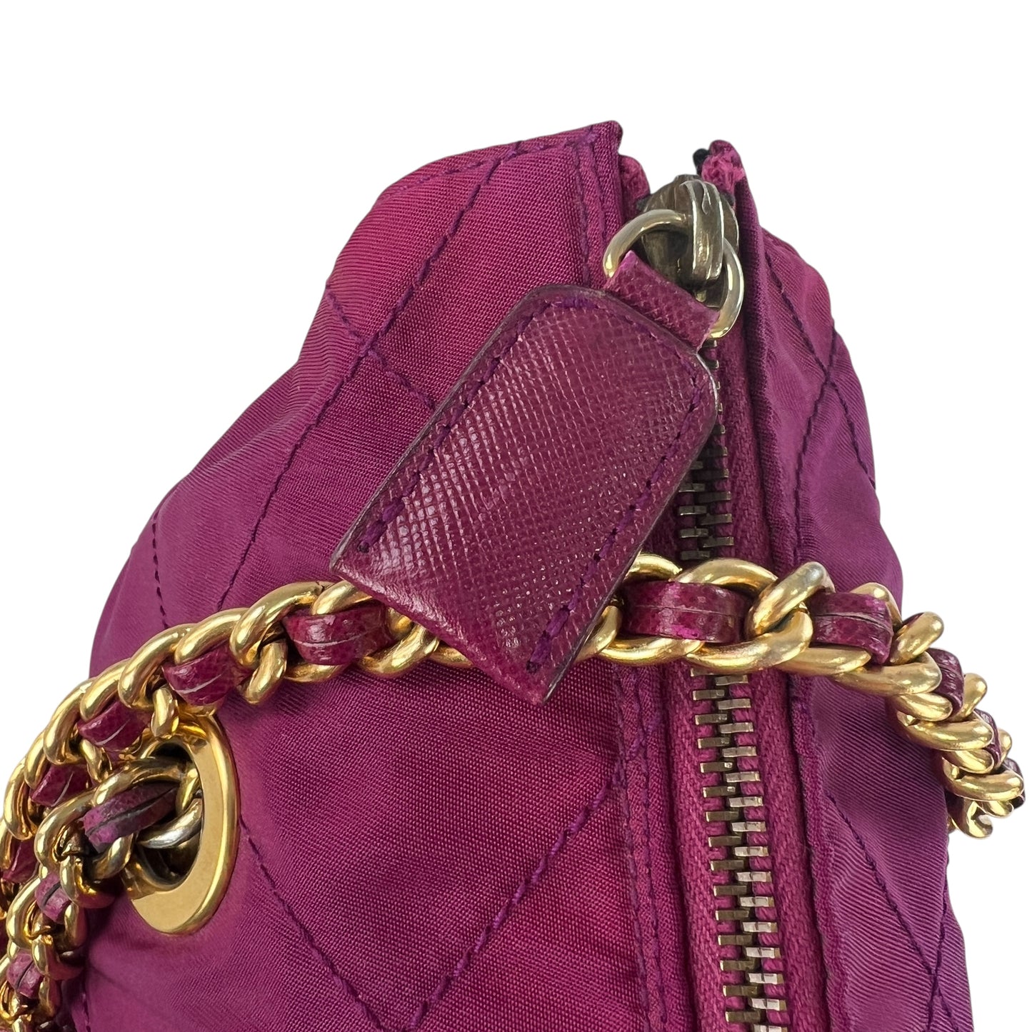 Prada Nylon Stitched Chain Shoulder Bag