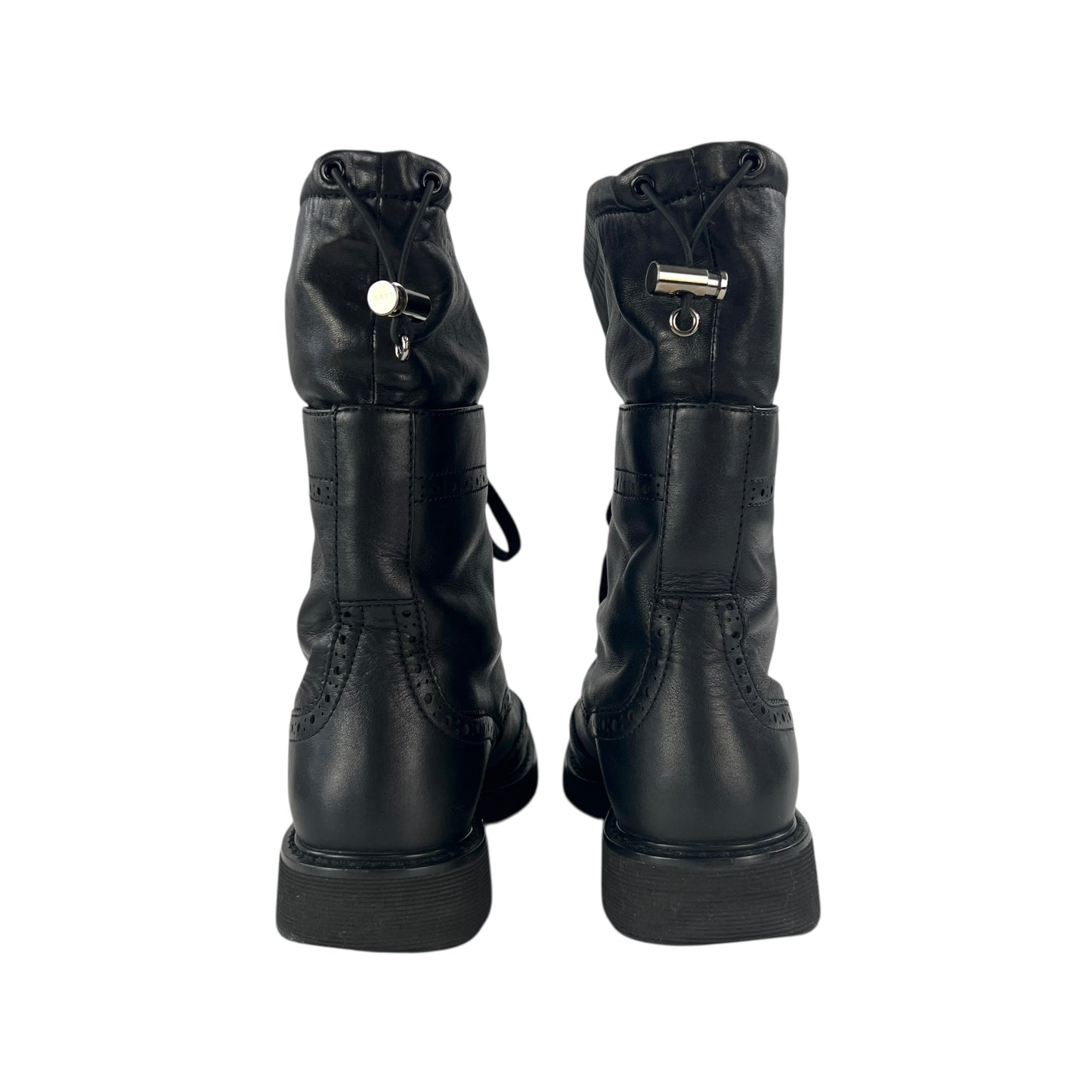 Prada Lambskin Leather Brogue Combat Boots