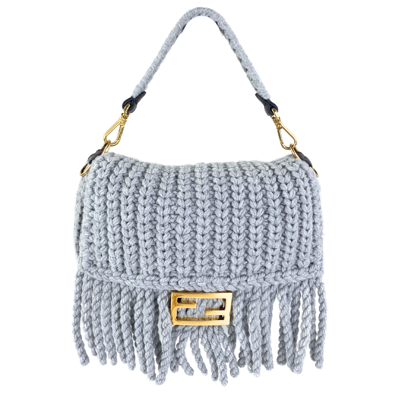 Fendi Knit Fringe Baguette 2-Way Bag