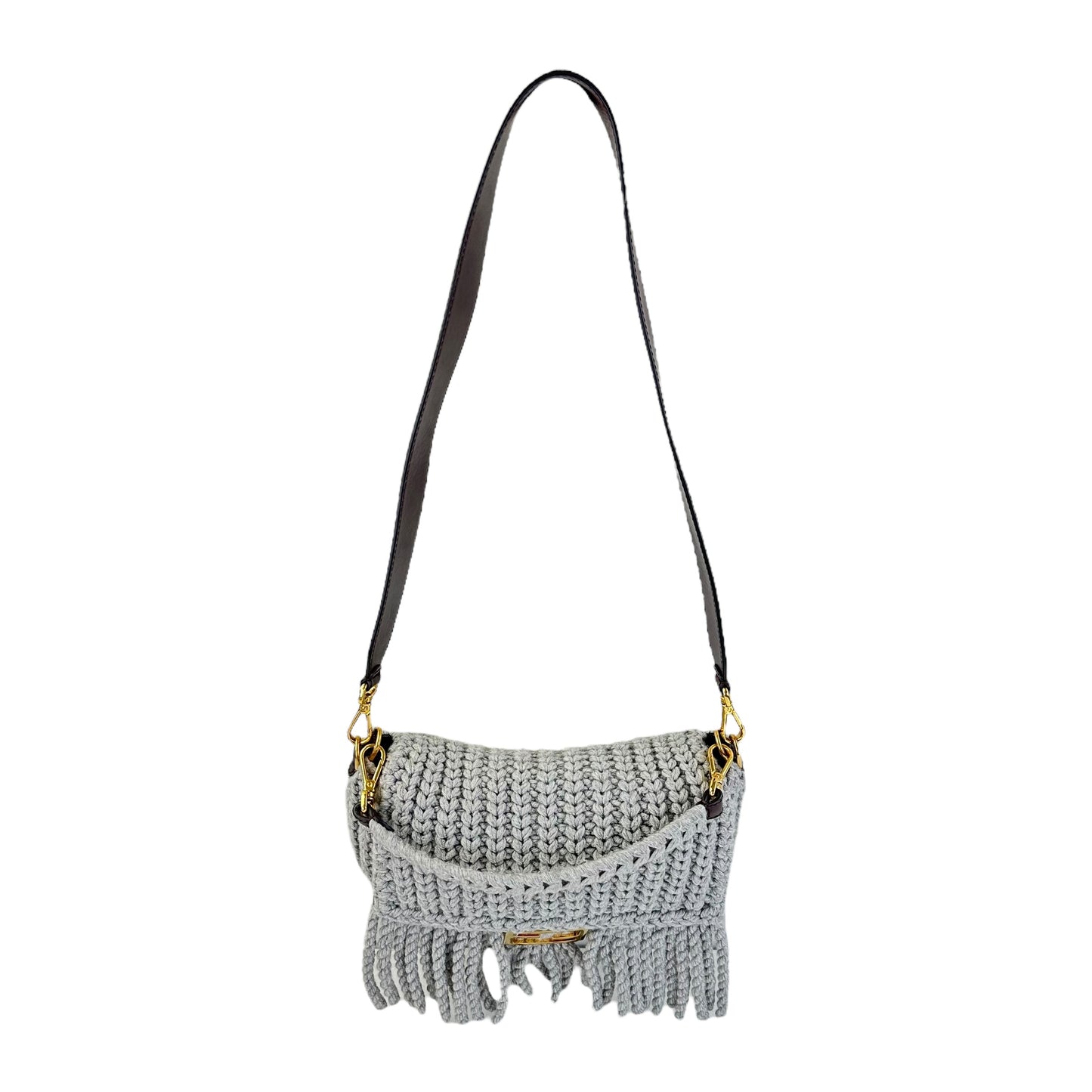Fendi Knit Fringe Baguette 2-Way Bag