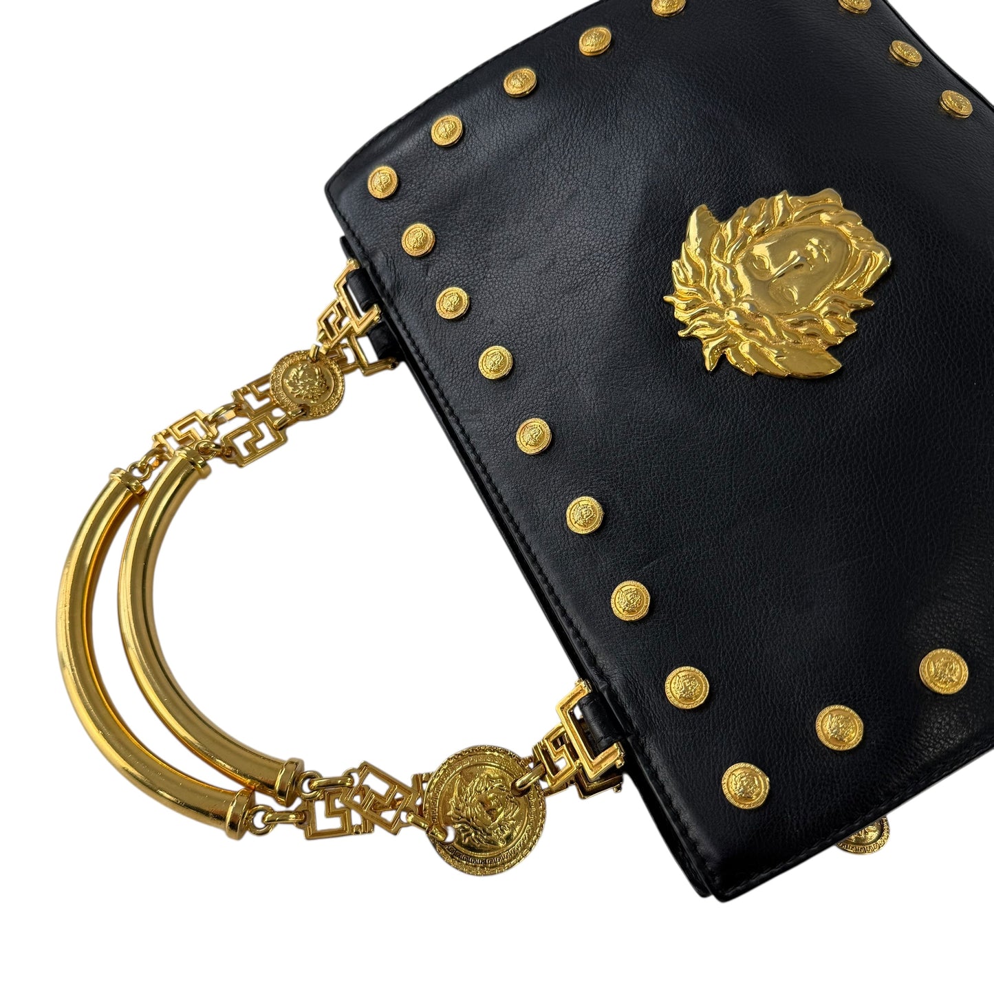 Versace Studded Medusa Leather Handbag