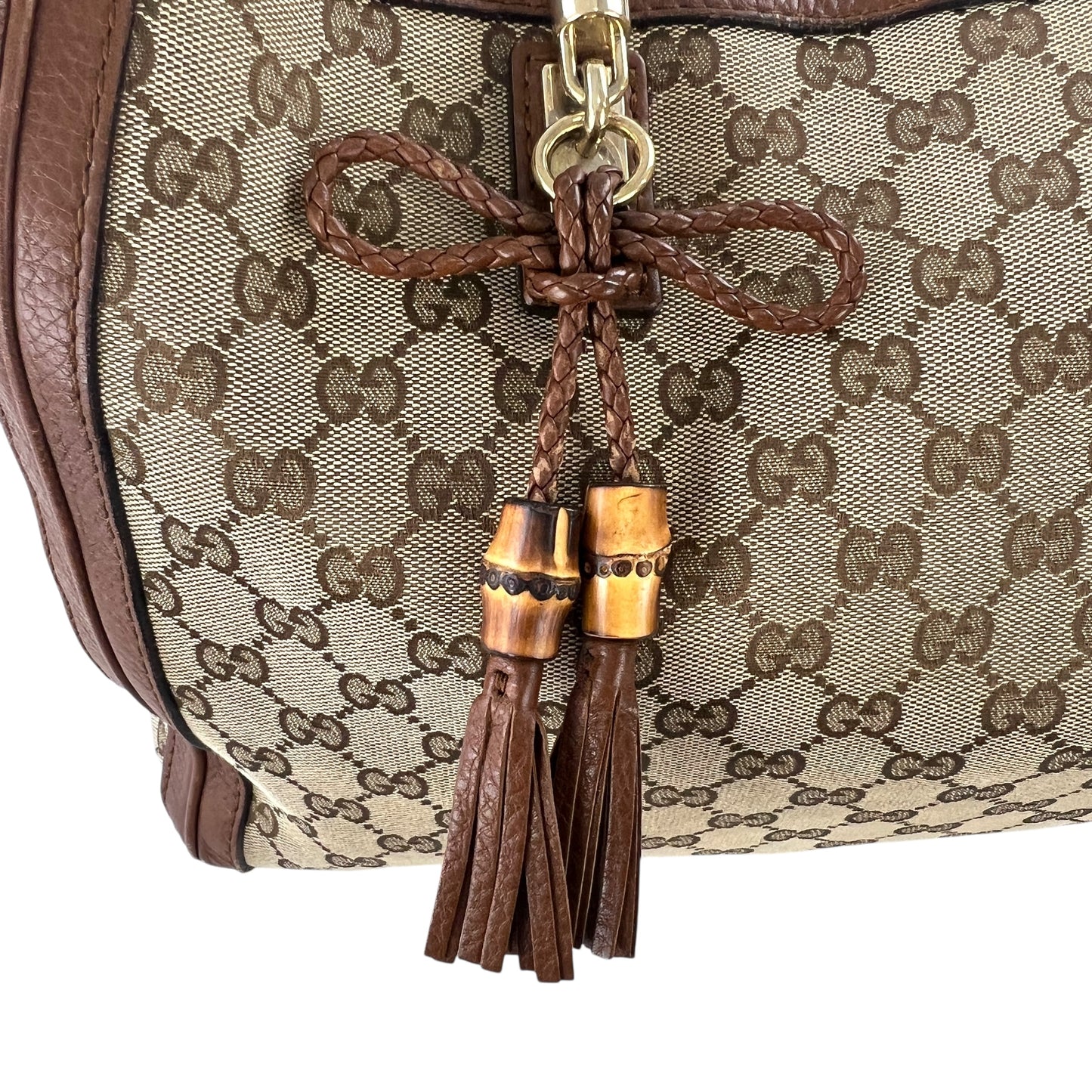 Gucci Monogram Leather Bow Tote Bag