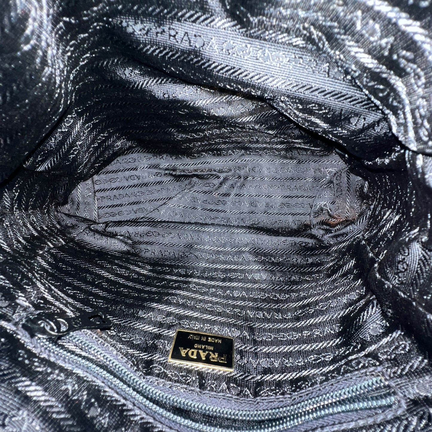 Prada Nylon Stitched Chain Shoulder Bag