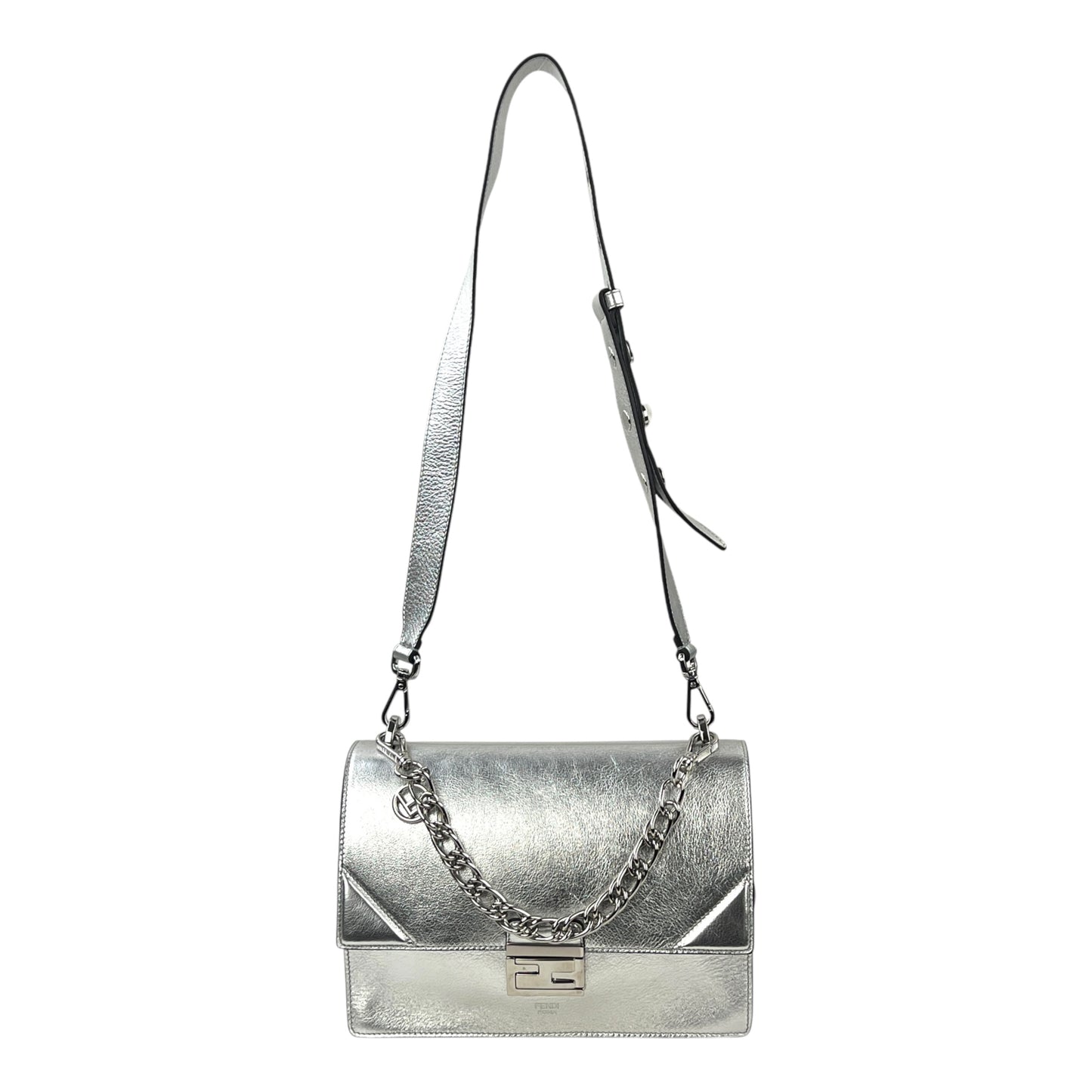 Fendi Kan U Metallic Leather Two-Way Bag