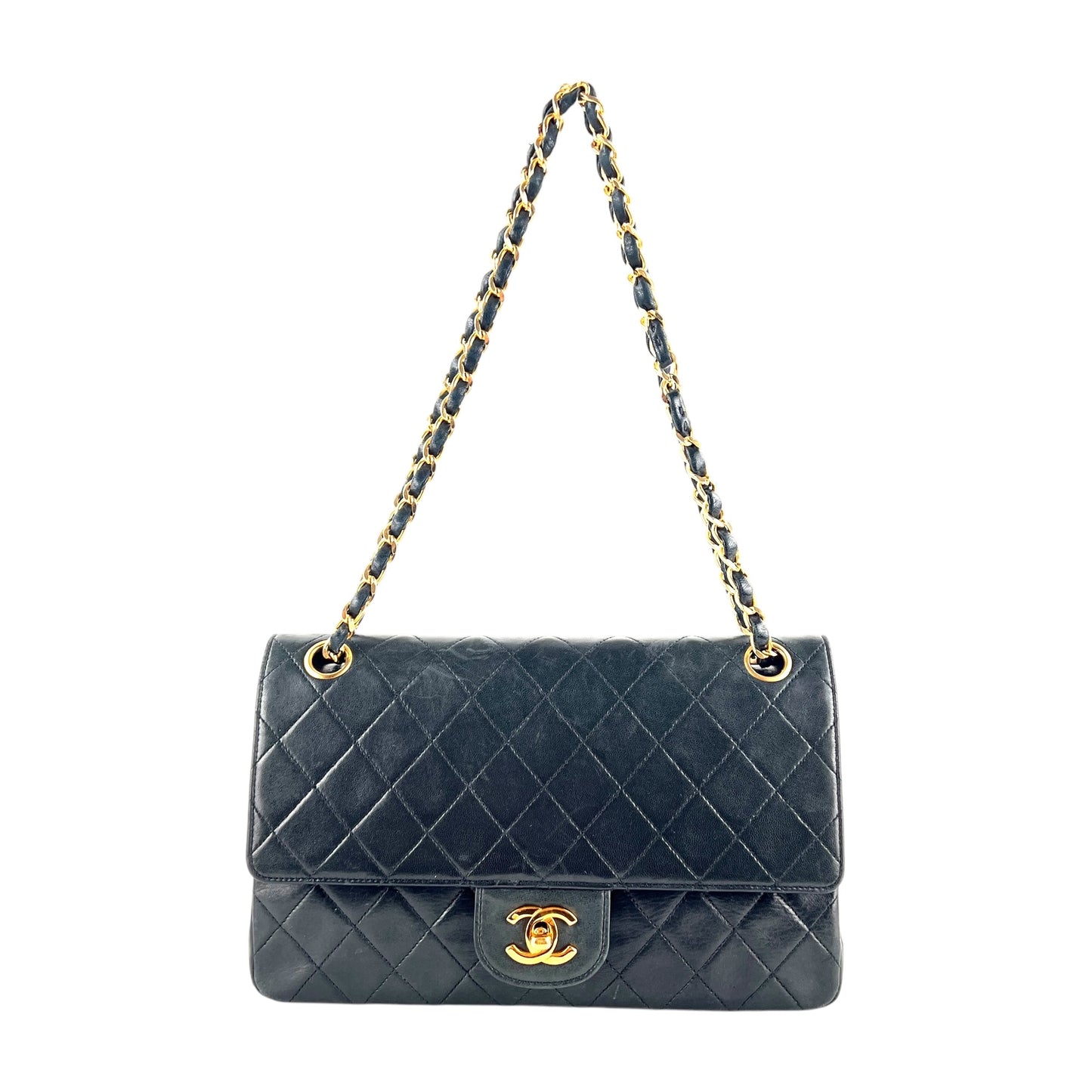 Chanel Vintage CC Double Flap Matelasse Lambskin Shoulder Bag