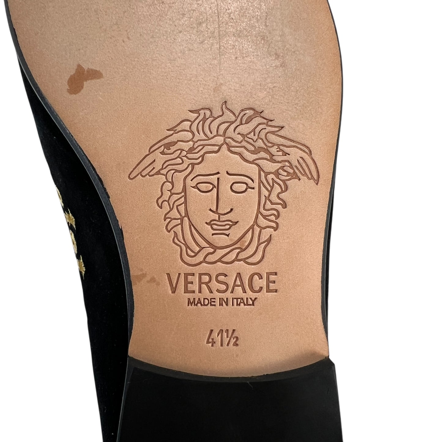 Versace Medusa Embroidered Velvet Loafers