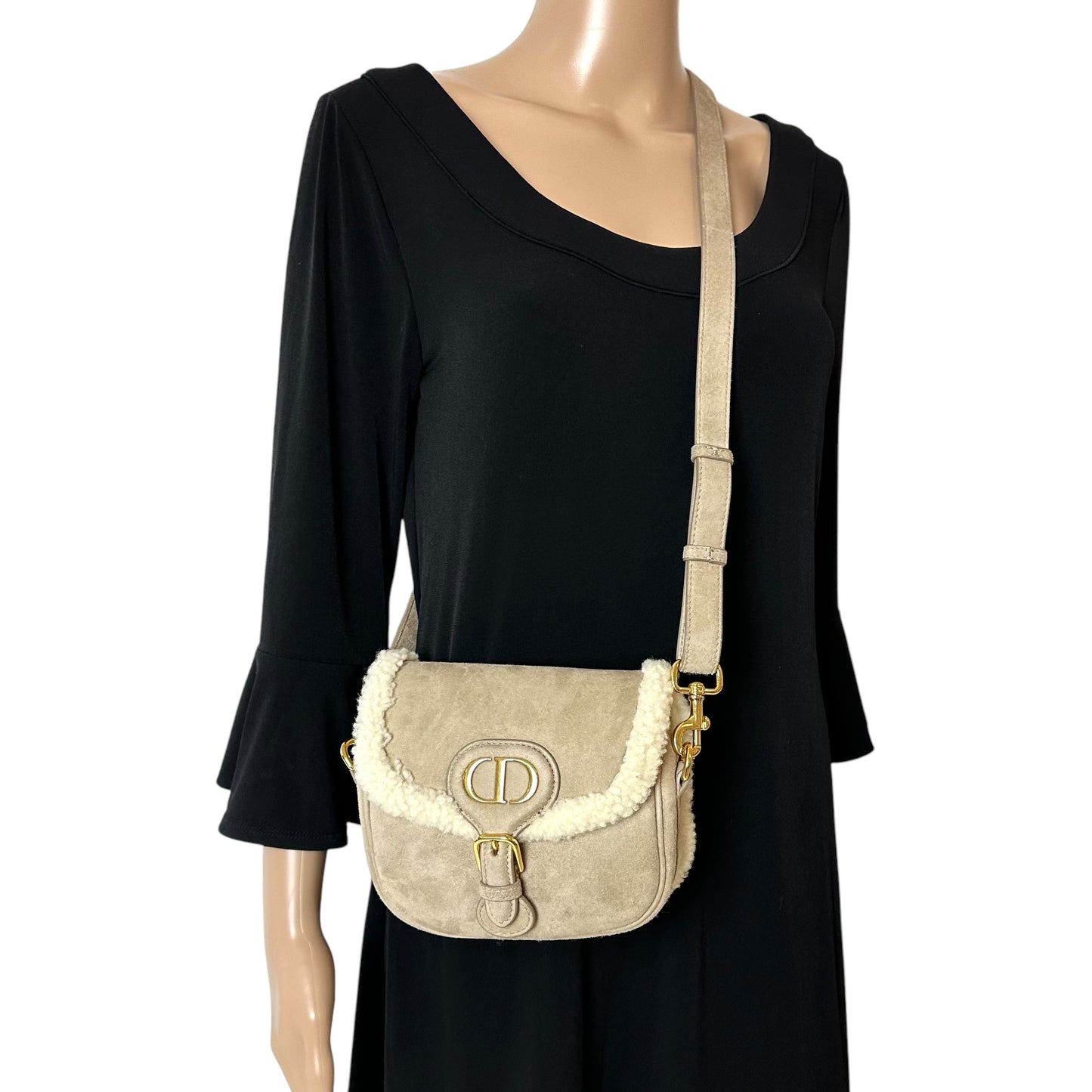 Dior Bobby Suede & Shearling Crossbody Bag