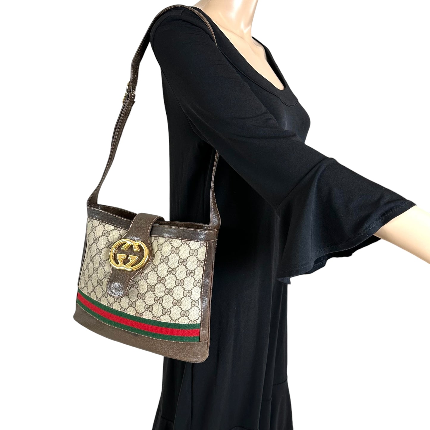 Gucci Vintage Monogram Sherry Line Shoulder Bag