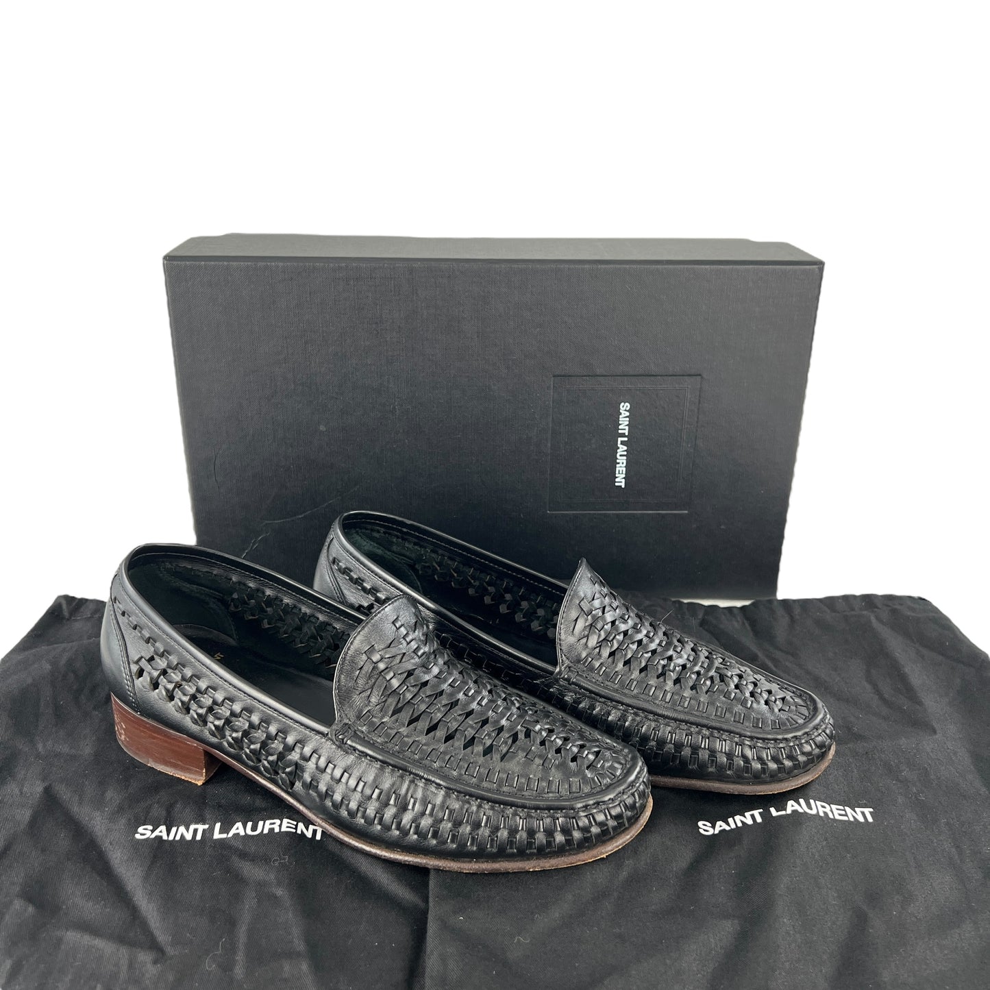 Saint Laurent Leather Woven Loafers