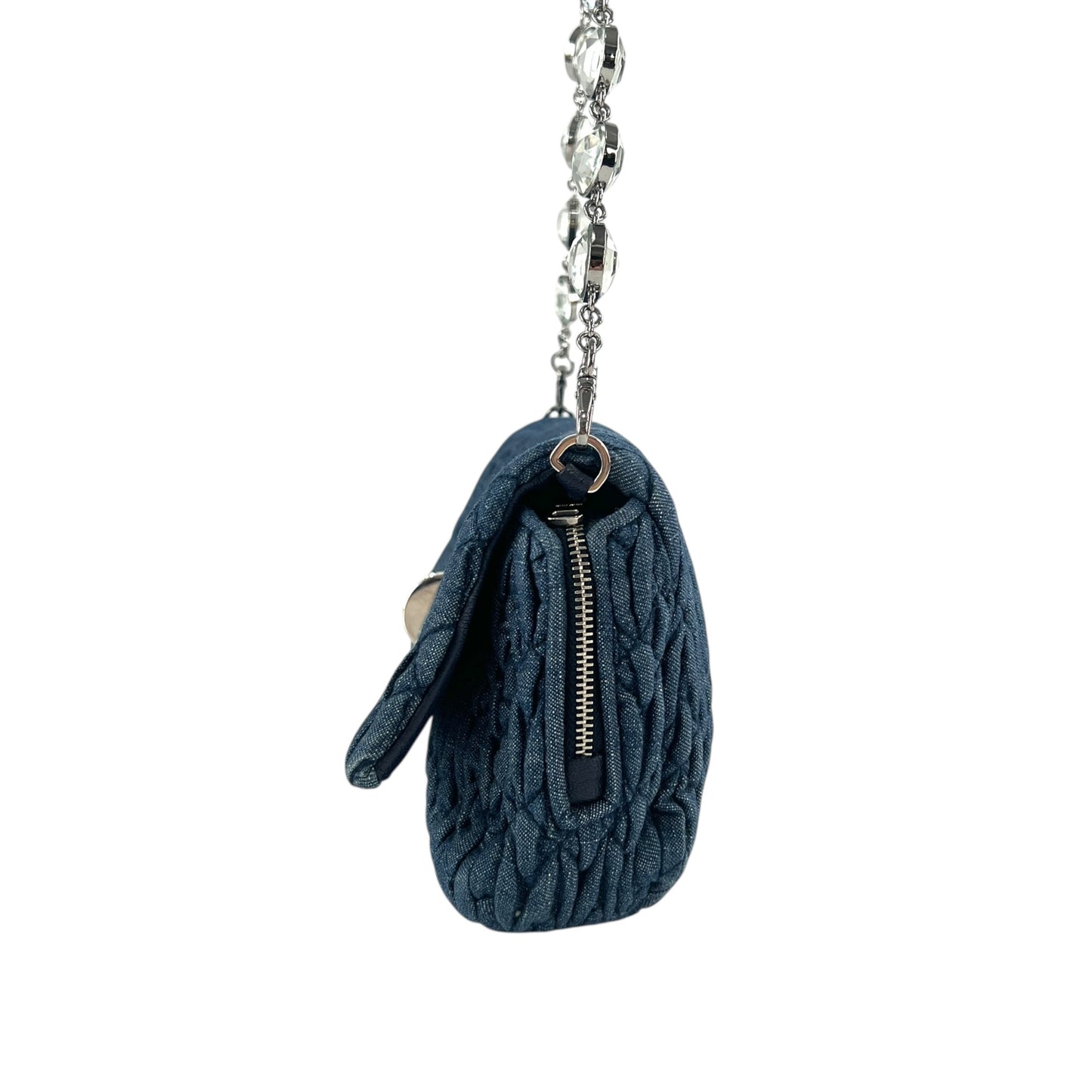 Miu Miu Denim Matelasse Crystal Two-Way Bag