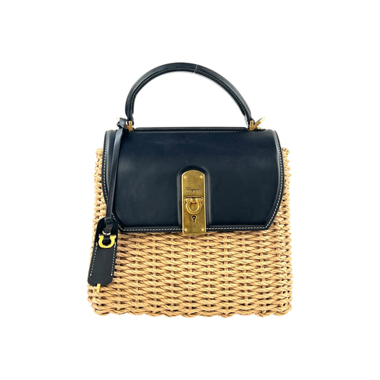 Ferragamo Wicker Top Handle Two-Way Bag