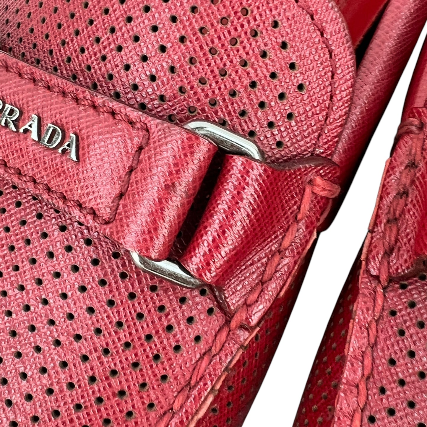 Prada Perforated Saffiano Leather Loafers